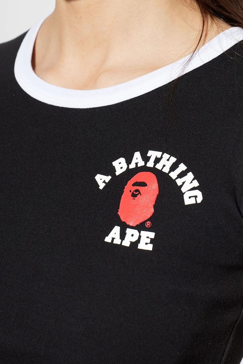 A Bathing Ape® Logo Trimmed Cropped T-Shirt