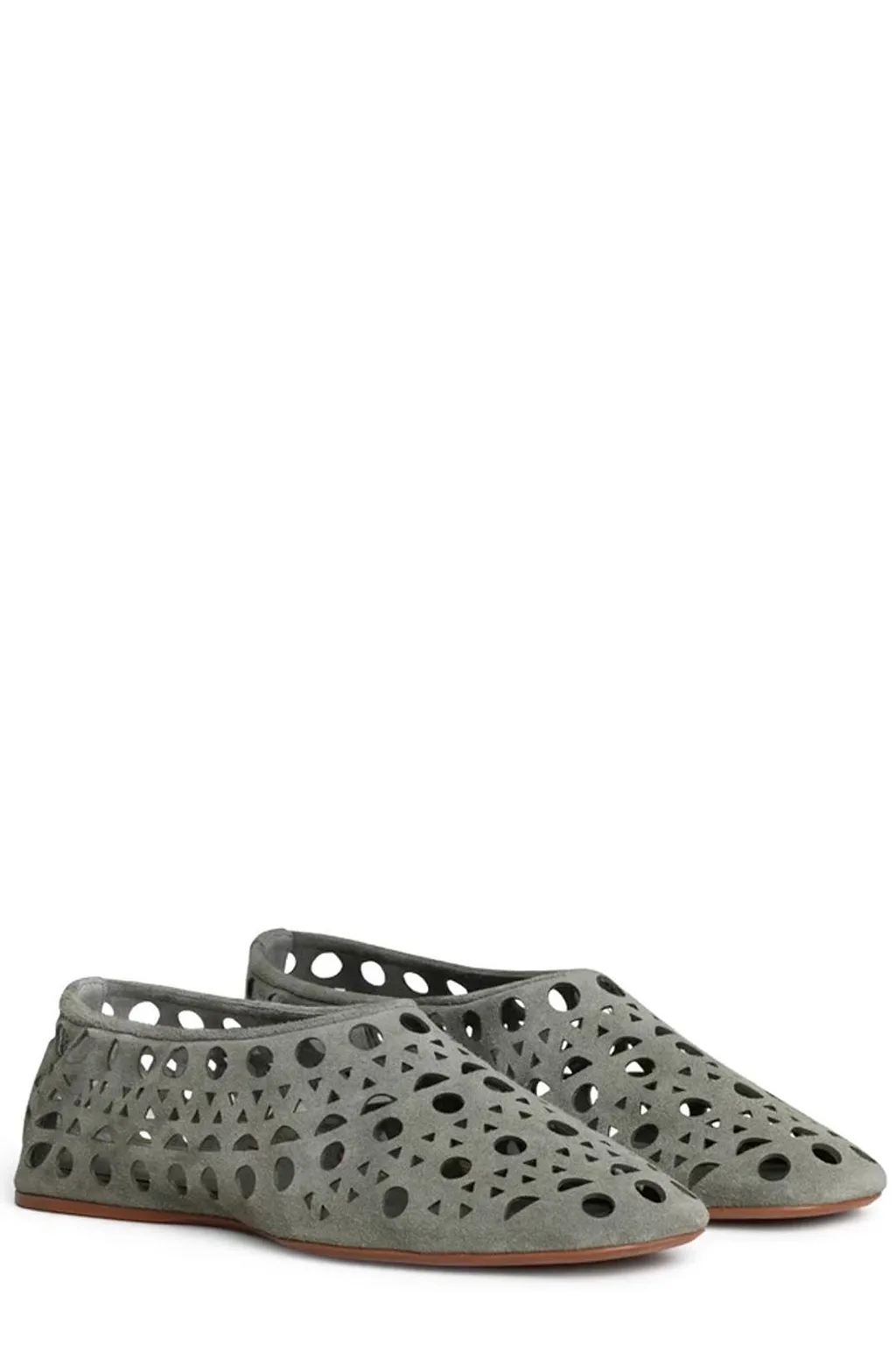 AlaÏA Laser-Cut Almond Toe Flat Shoes