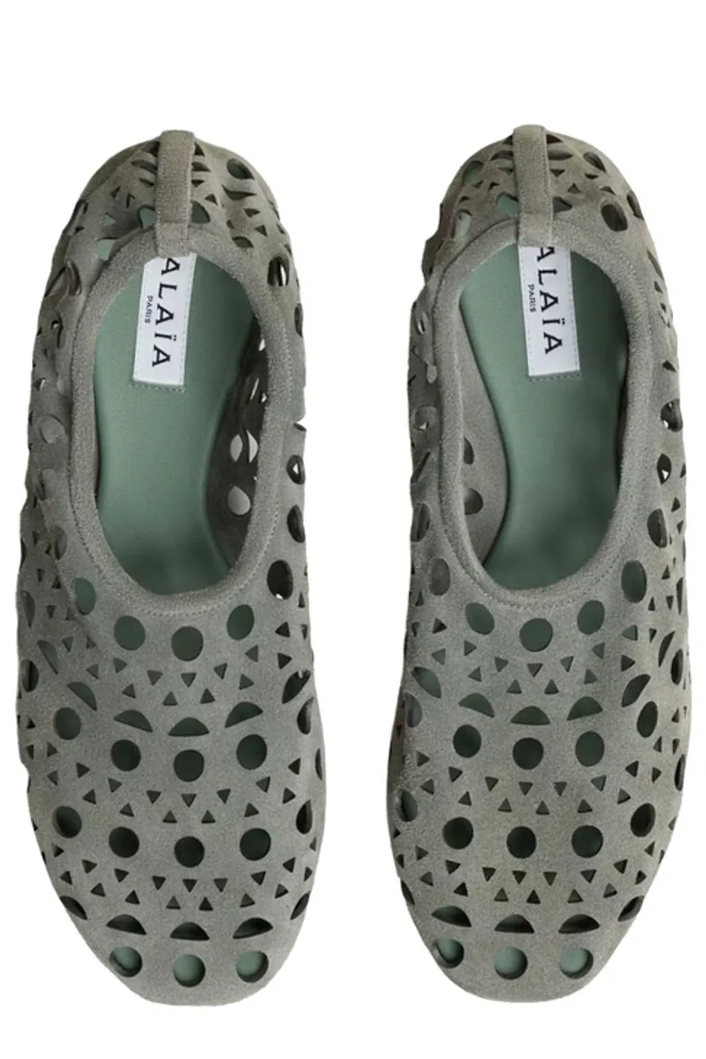AlaÏA Laser-Cut Almond Toe Flat Shoes