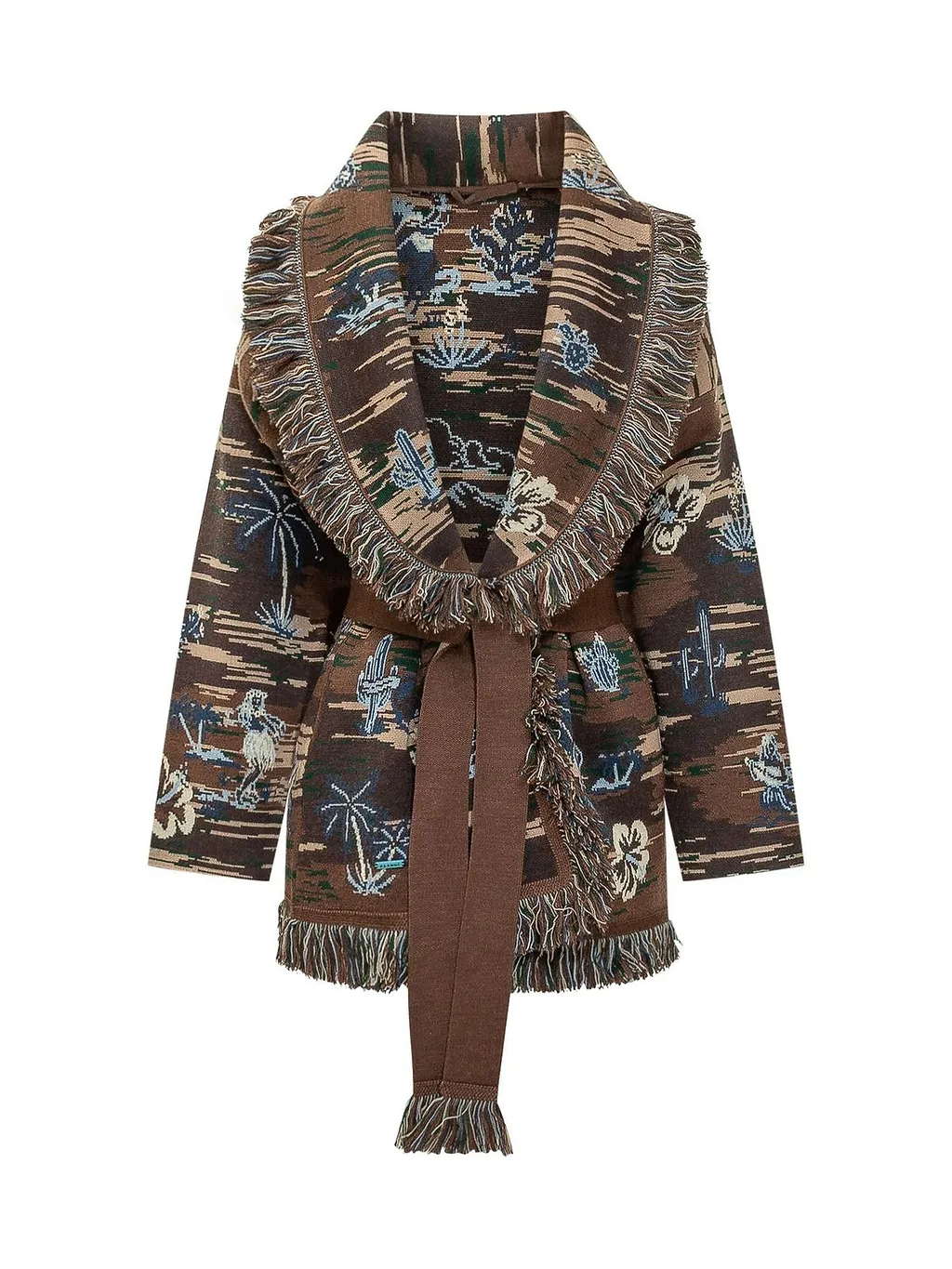 Alanui Tex-Hawaii Belted Fringe Cardigan