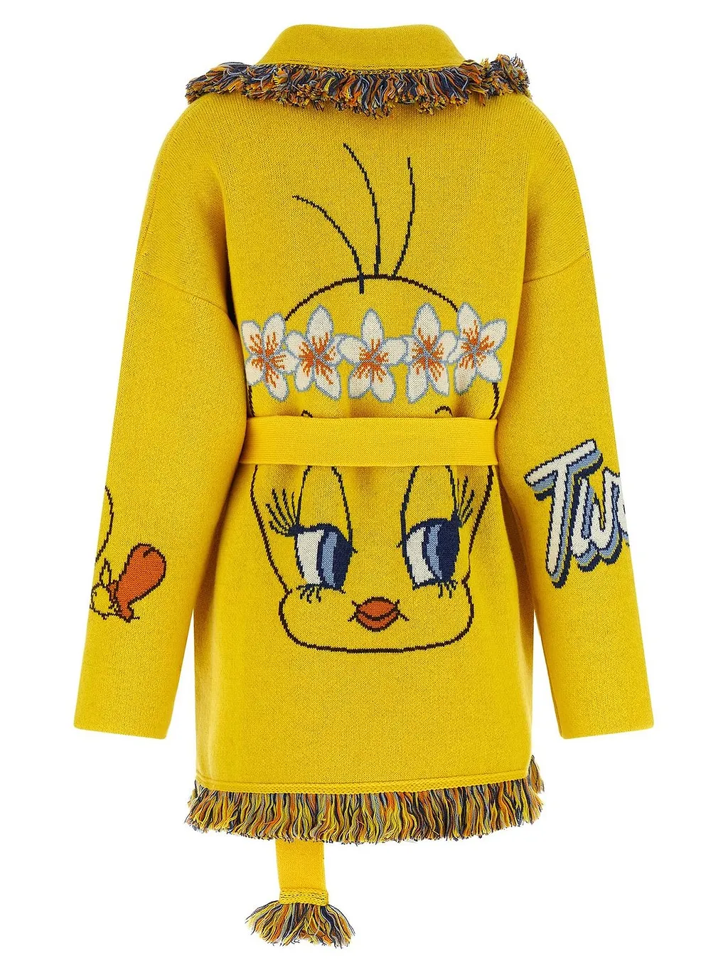 Alanui Hula Tweety Belted Fringed Cardigan