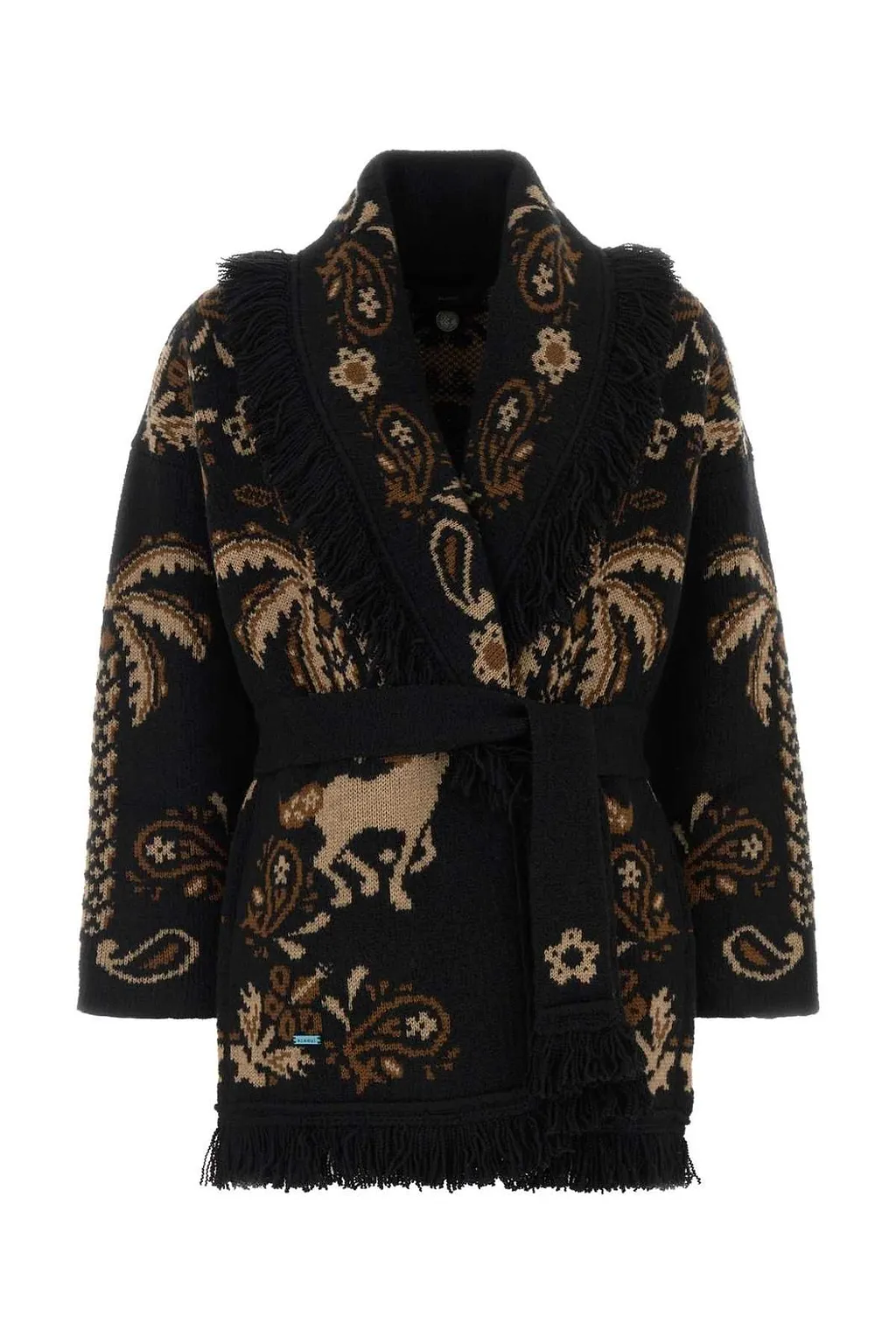 Alanui Island Roots Belted Fringe Cardigan