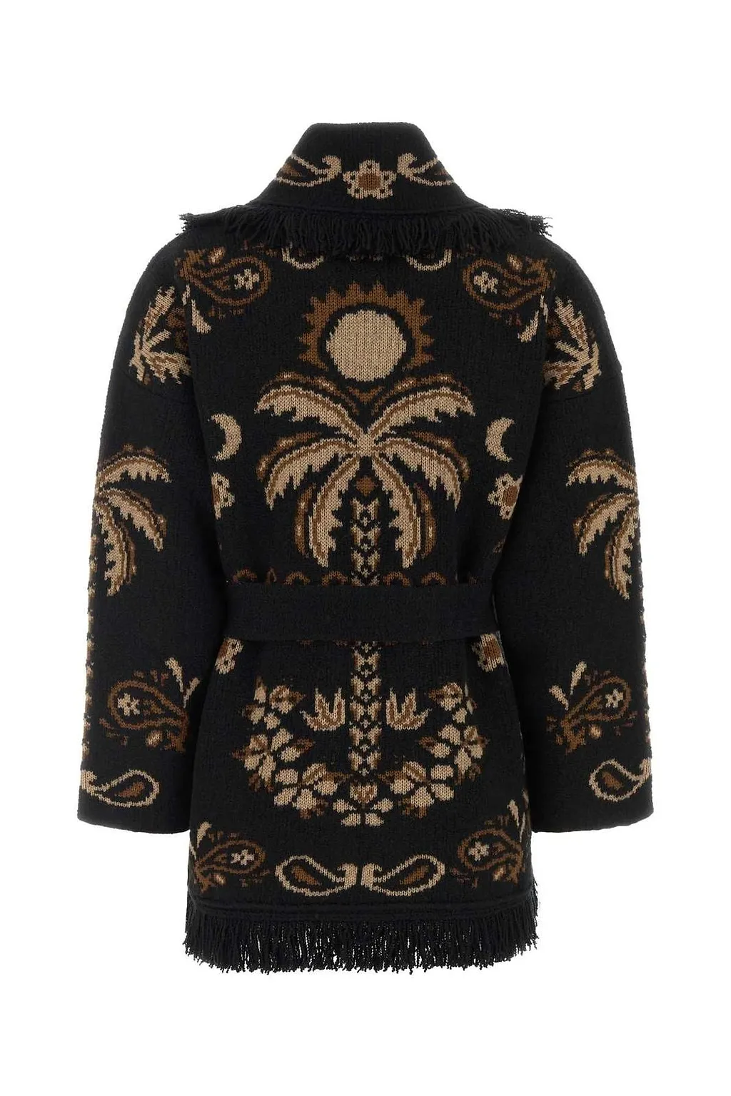 Alanui Island Roots Belted Fringe Cardigan