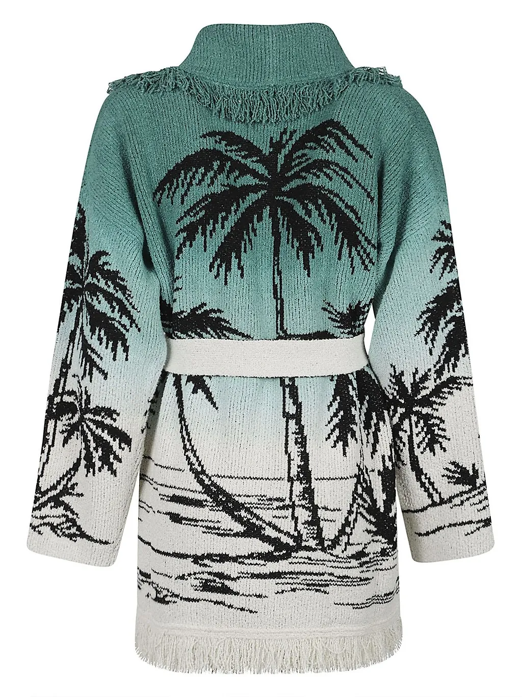 Alanui Wave Bloom Fringed Belted Cardigan