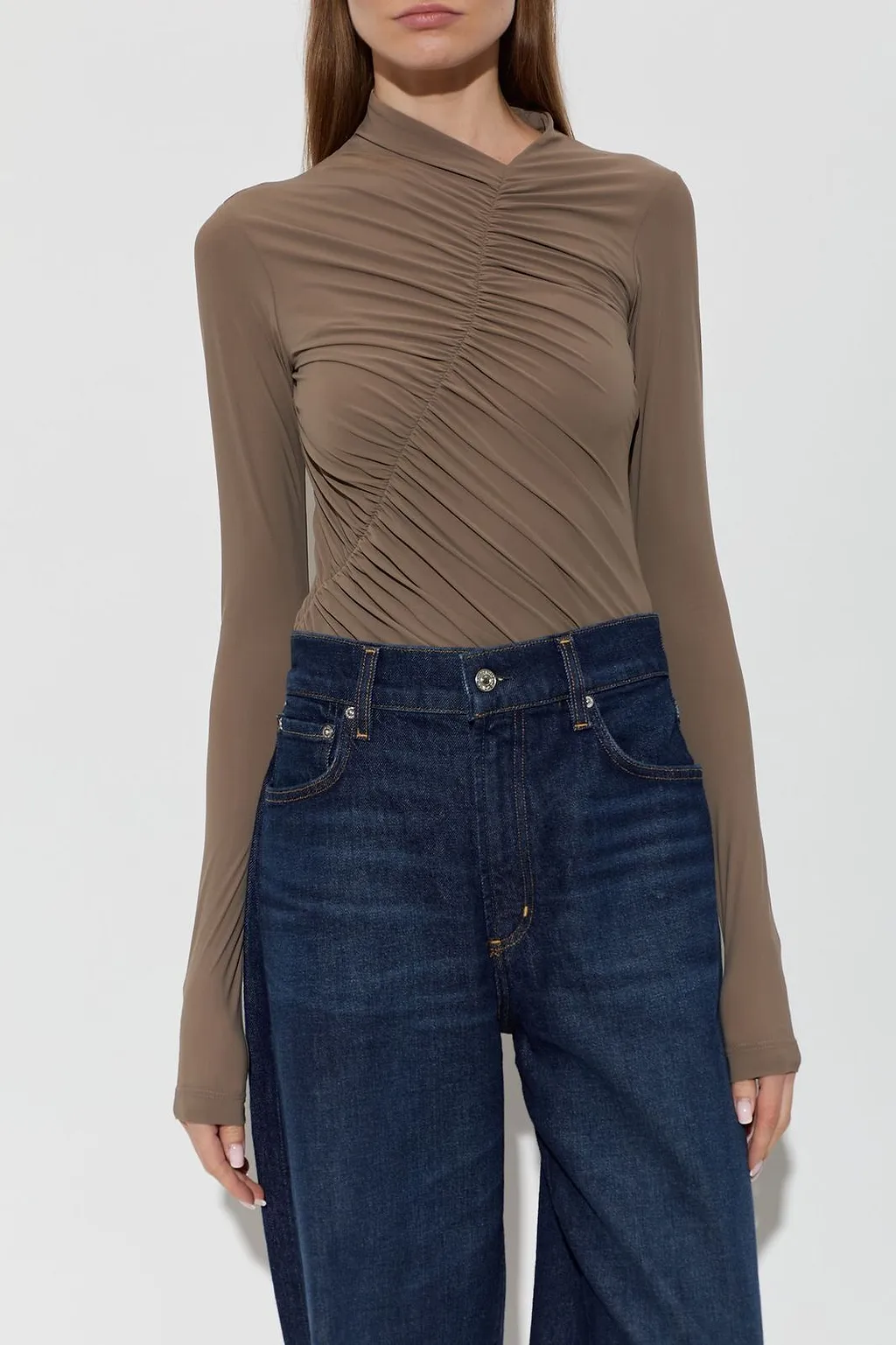 Lupin Ruched Long-Sleeve Bodysuit