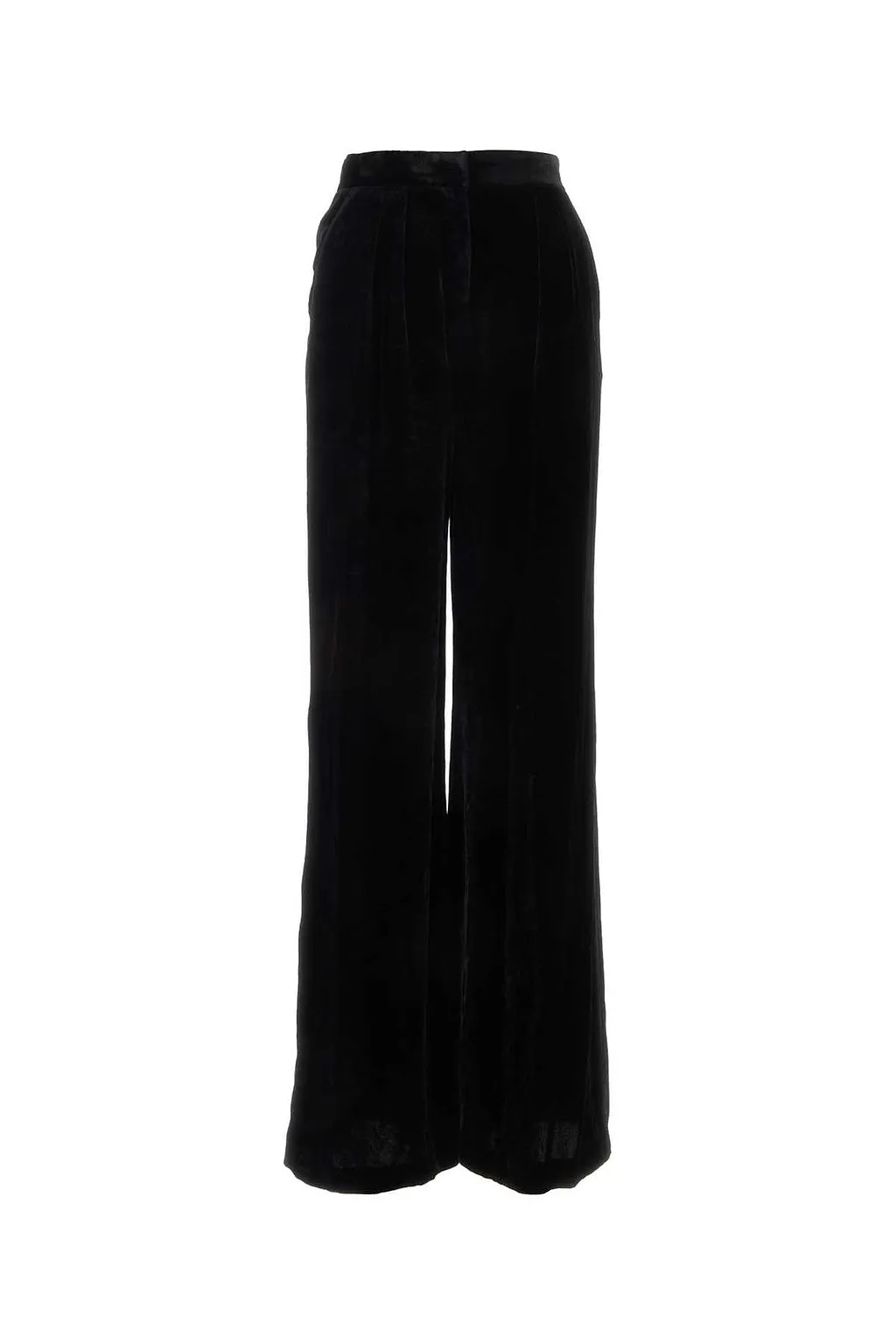 Alberta Ferretti High-Waist Velvet Palazzo Trousers