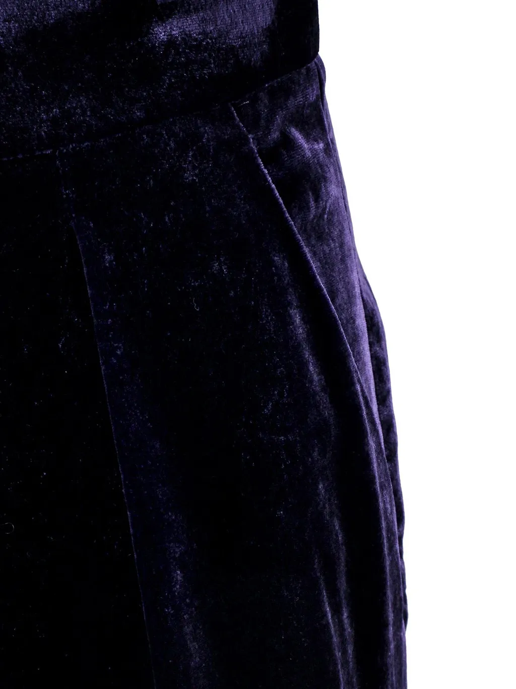 Alberta Ferretti High-Waist Velvet Palazzo Trousers