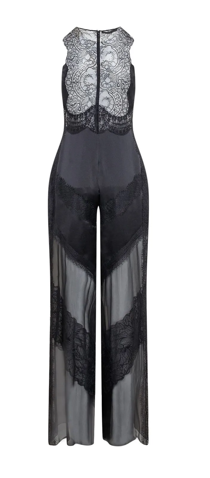 Alberta Ferretti Lace Panelled Sleeveless Jumpsuit