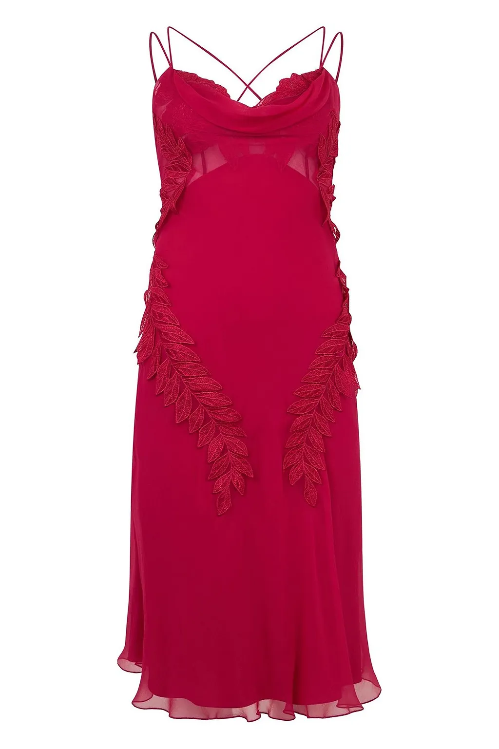 Alberta Ferretti Leaf Lace Midi Dress