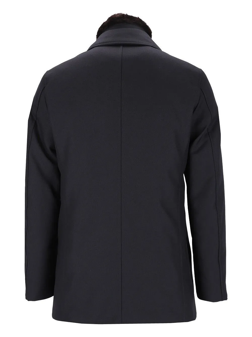 Double-Breasted Fur Collar Coat