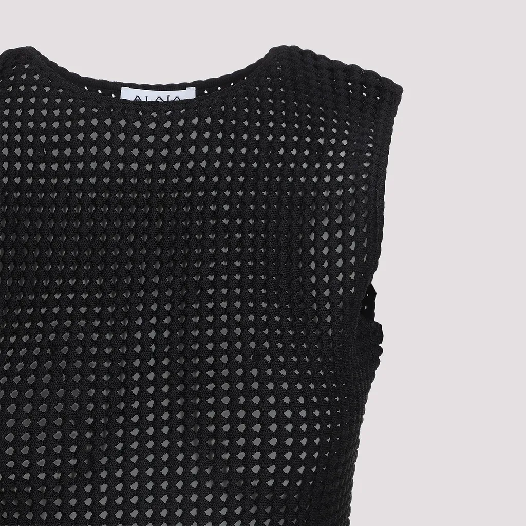 AlaÏA Openwork Fringe Peplum Top