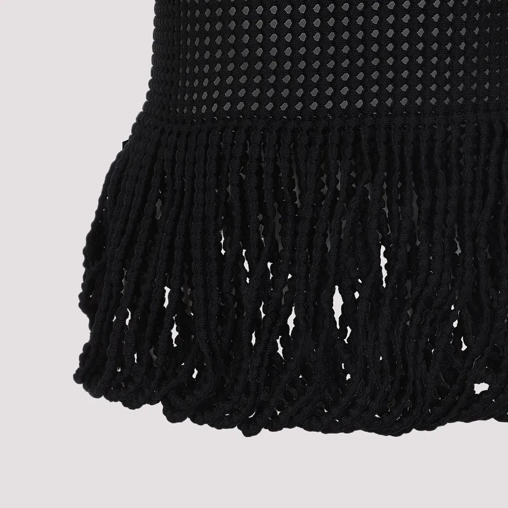 AlaÏA Openwork Fringe Peplum Top