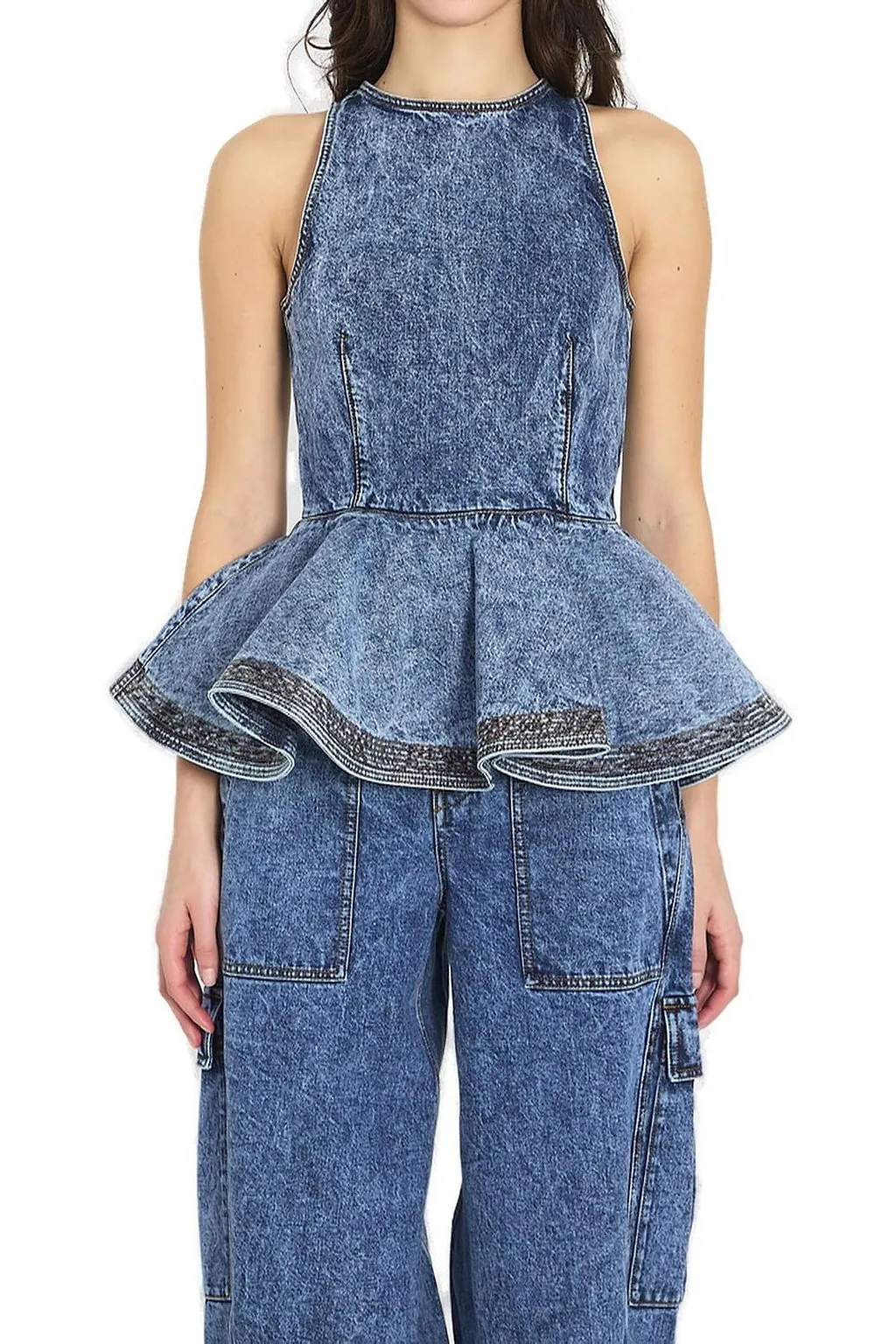 AlaÏA Peplum Denim Top