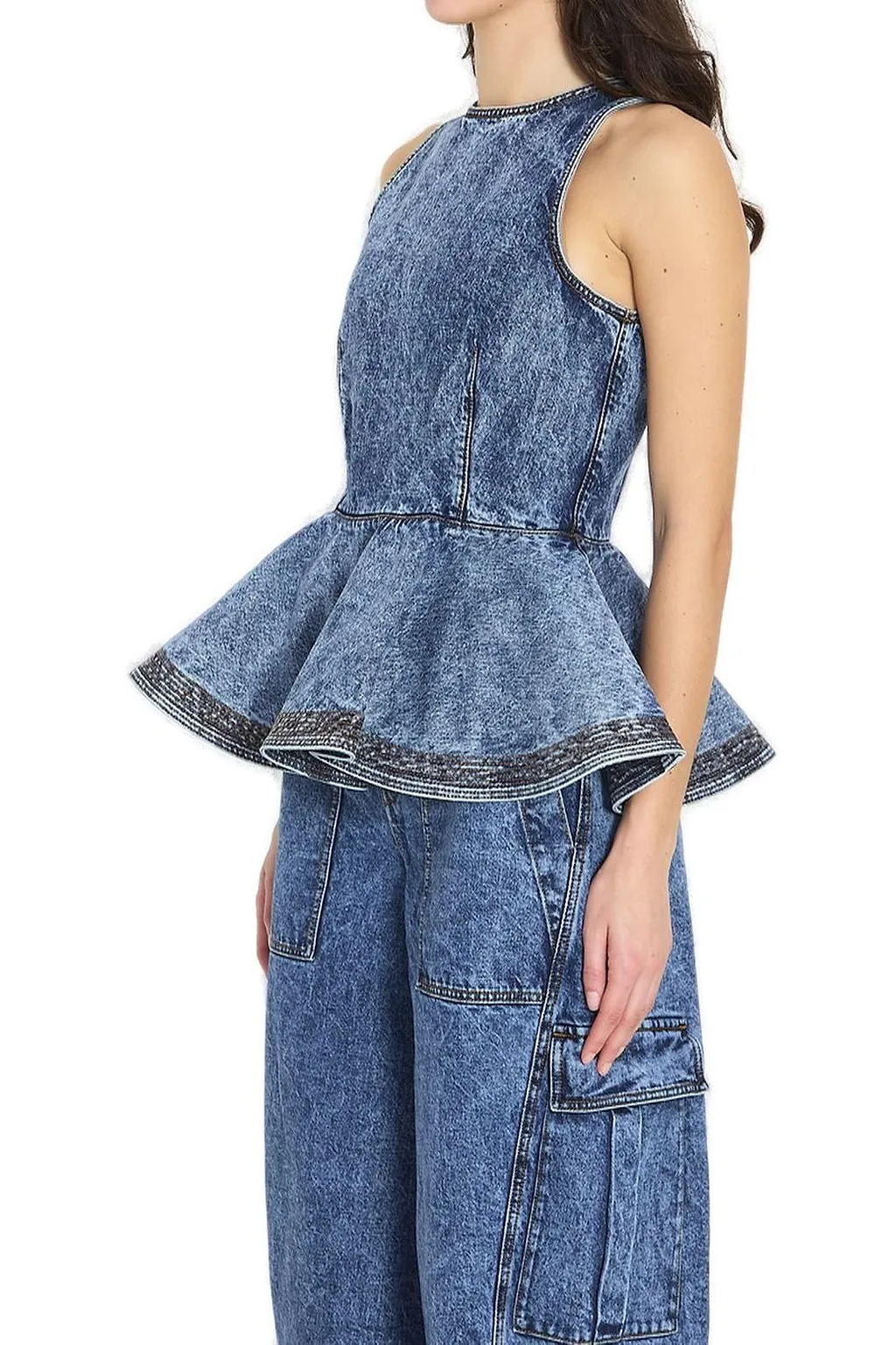 AlaÏA Peplum Denim Top