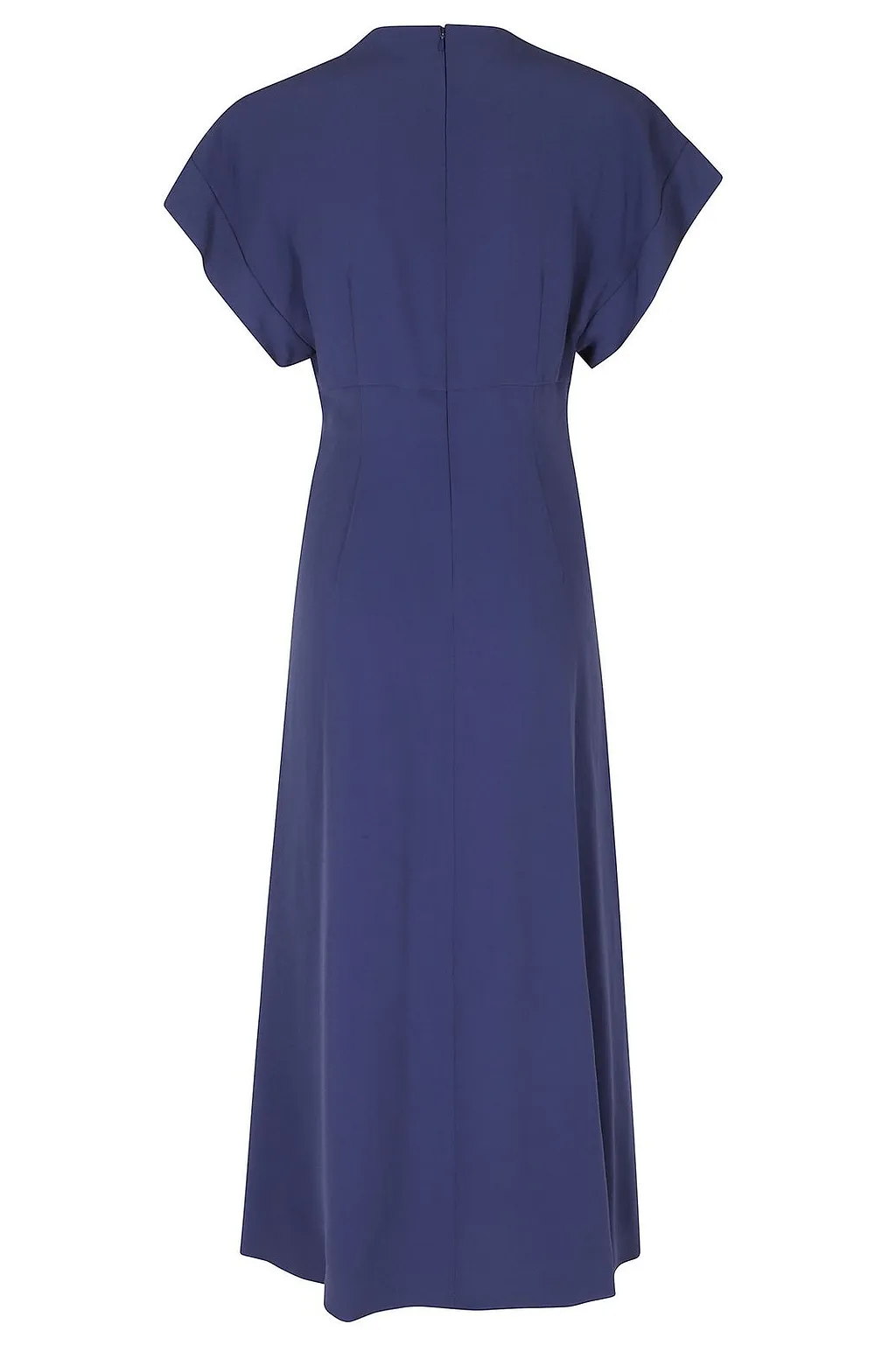 Alberta Ferretti Ruched V-Neck Midi Dress