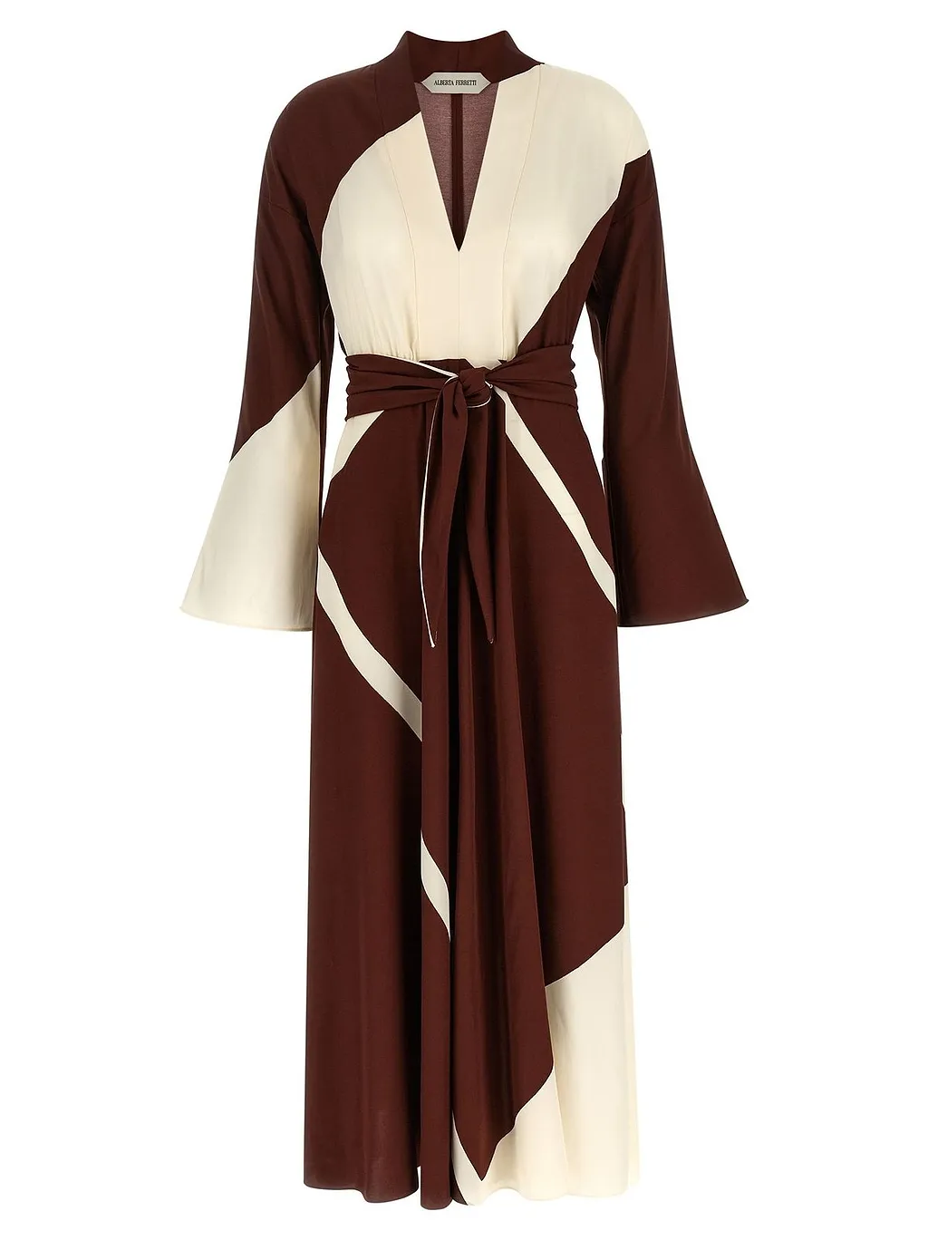 Alberta Ferretti Belted V-Neck Dress