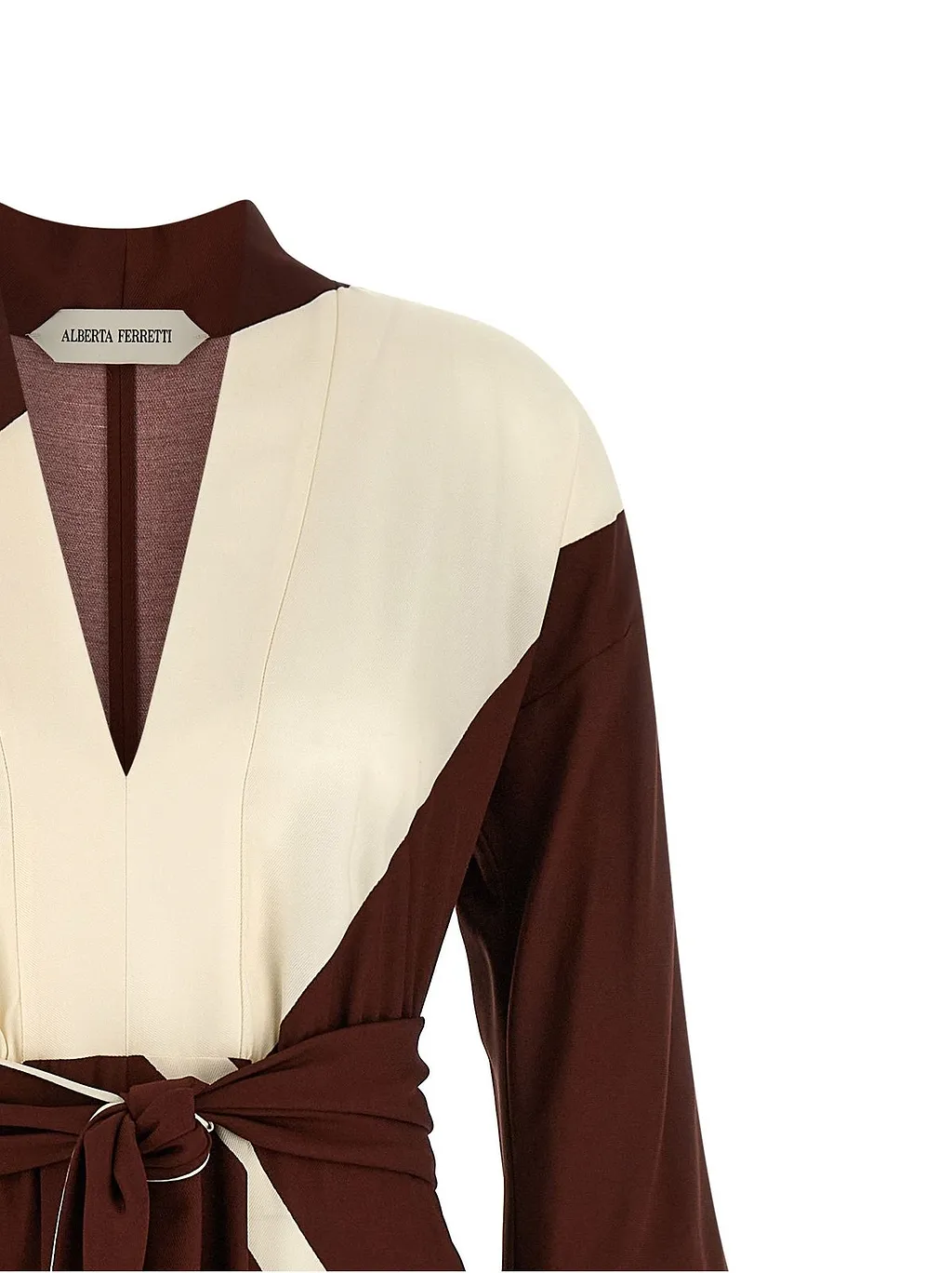 Alberta Ferretti Belted V-Neck Dress