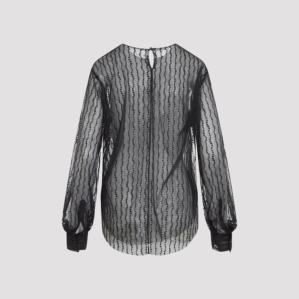 Alberta Ferretti Sheer Dotted Tulle Top