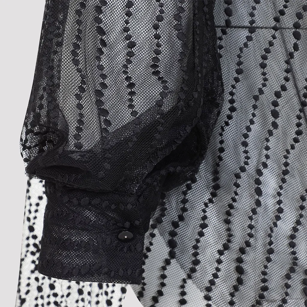 Alberta Ferretti Sheer Dotted Tulle Top
