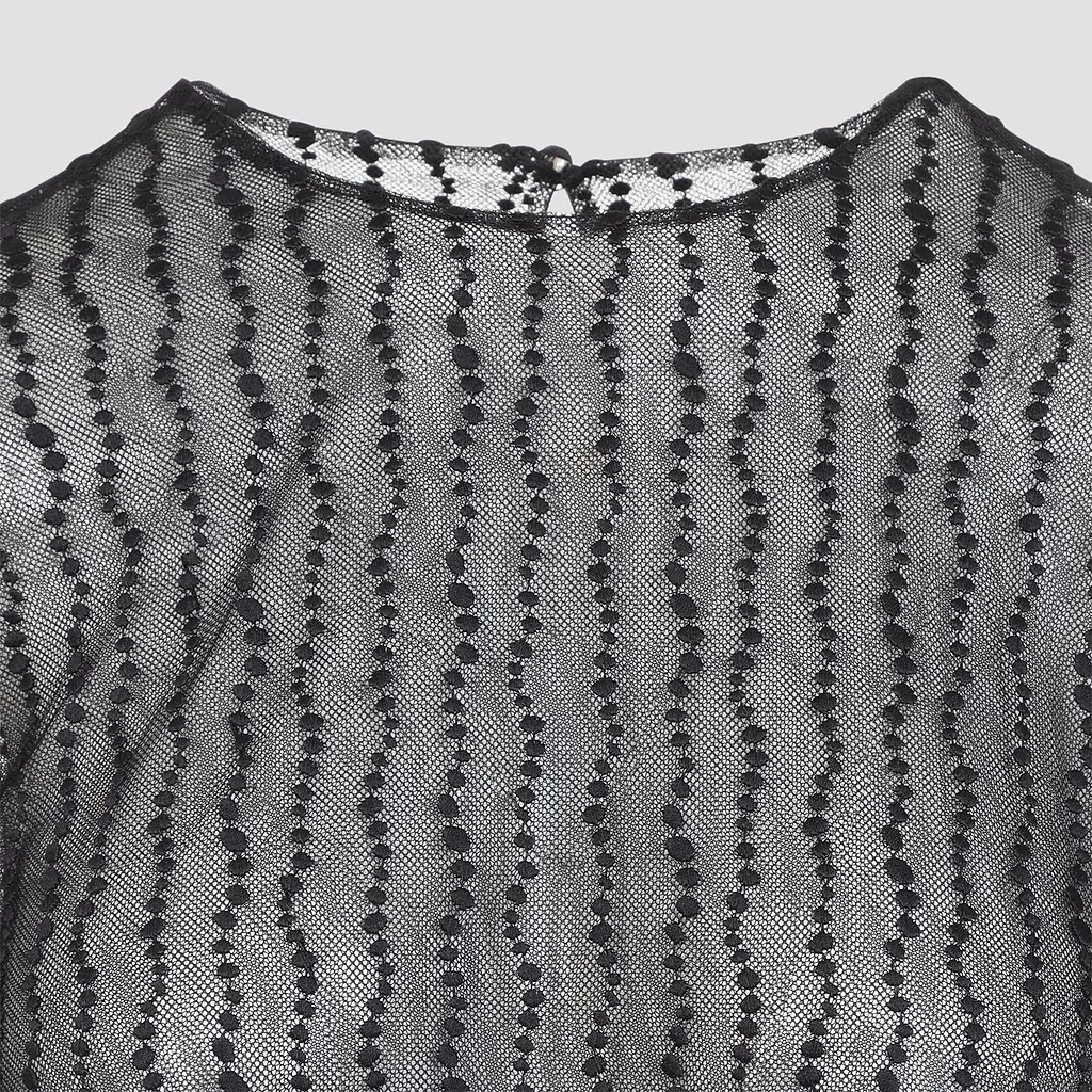 Alberta Ferretti Sheer Dotted Tulle Top