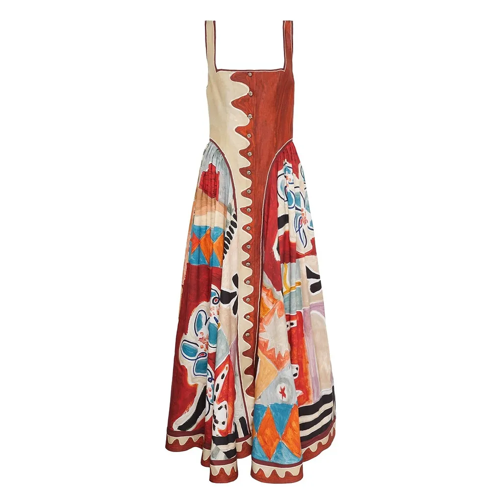 Alemais Michelle Square Neck Midi Dress