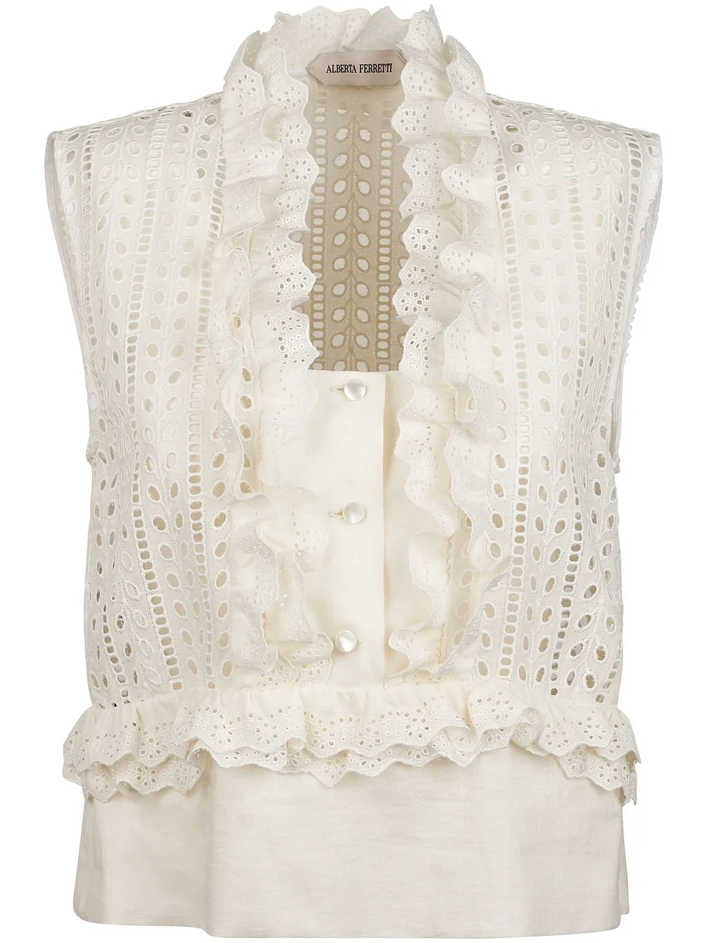 Alberta Ferretti Sleeveless Ruffled Top