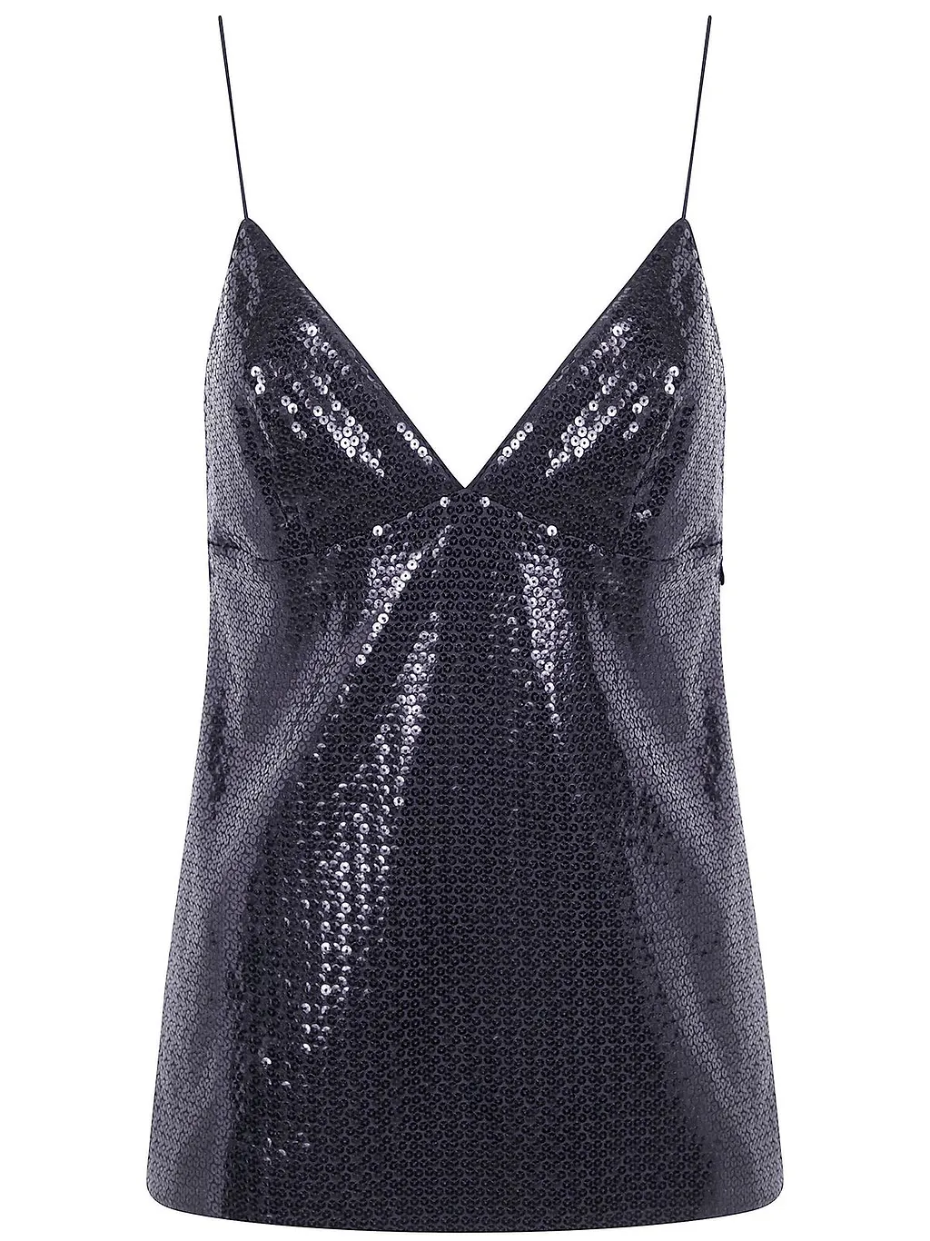 Alberta Ferretti Spaghetti Straps Glossy Sequin Top