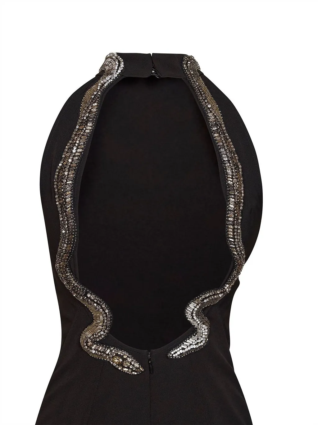 Alina Embellished Snake Open-Back Dress