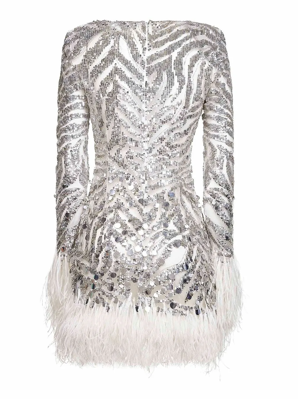 Alina Feather-Trim Sequin Mini Dress