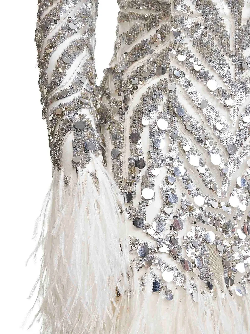 Alina Feather-Trim Sequin Mini Dress