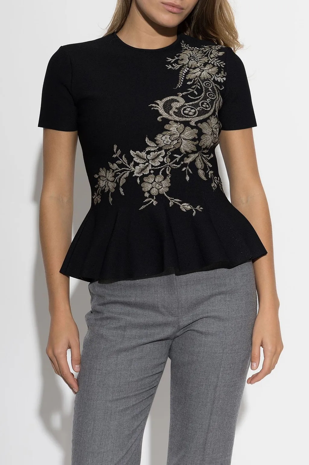 Alexander Mcqueen Peplum Floral Top