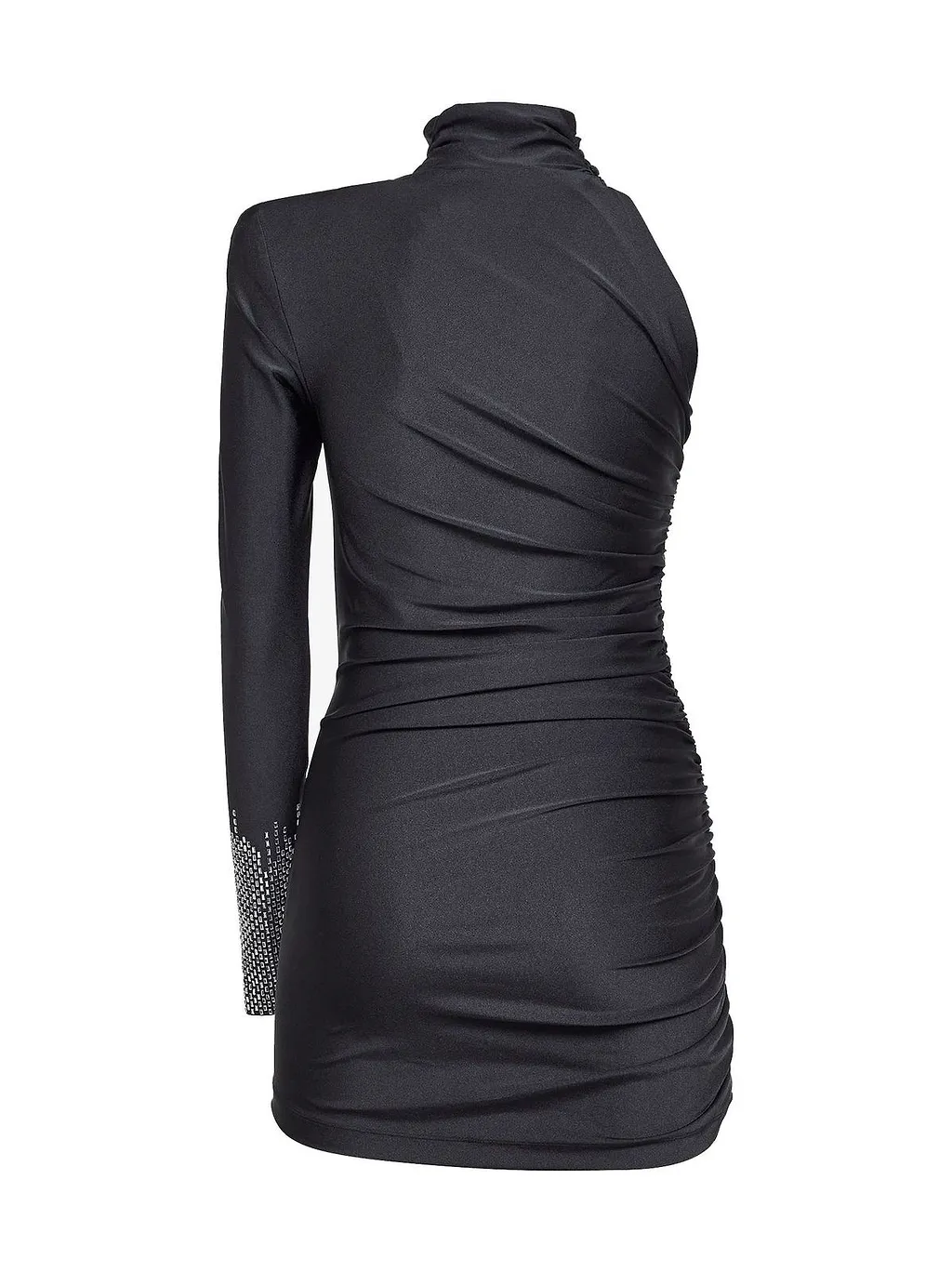 Alina Ruched Rhinestone-Sleeve Dress