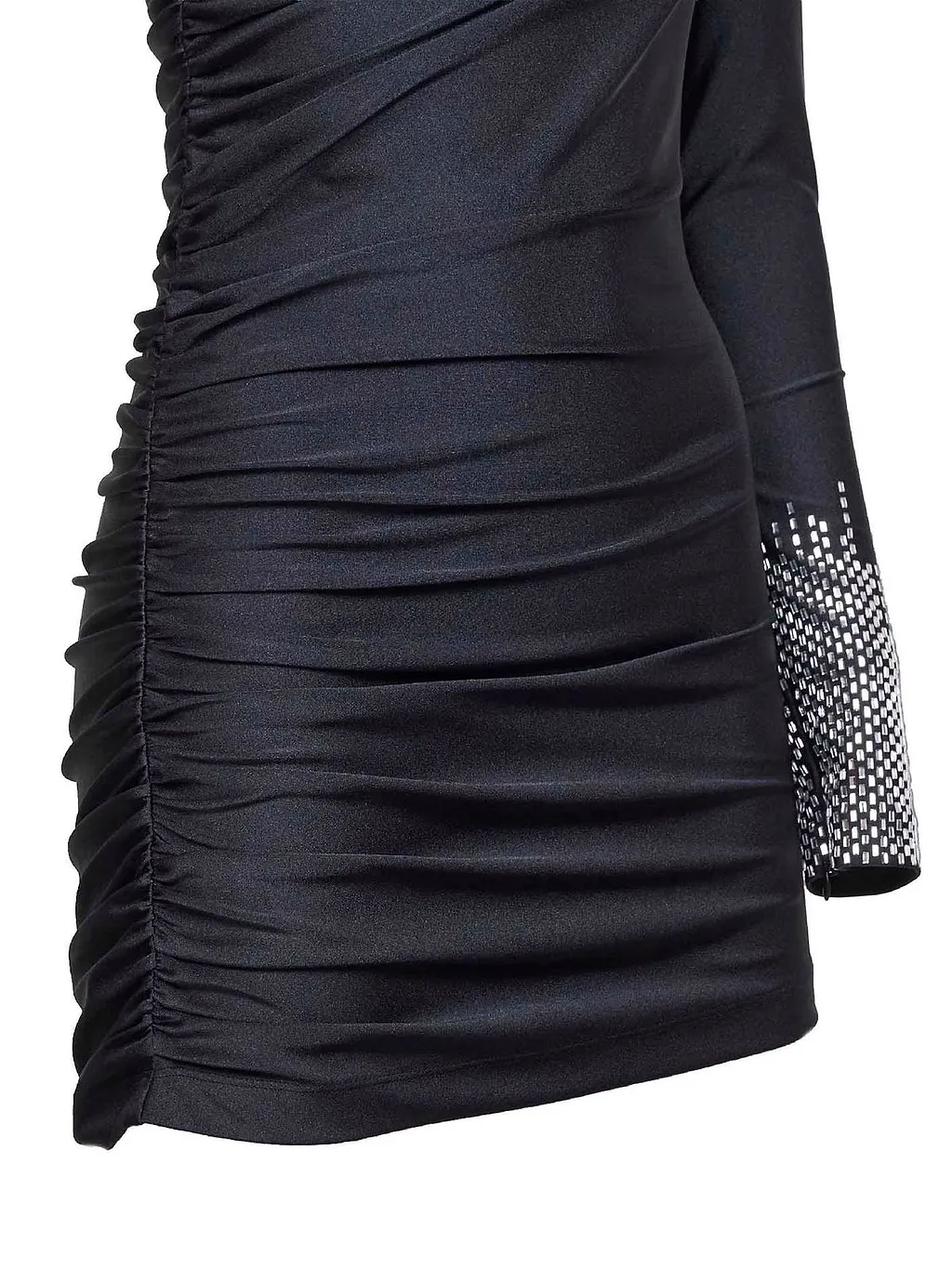 Alina Ruched Rhinestone-Sleeve Dress