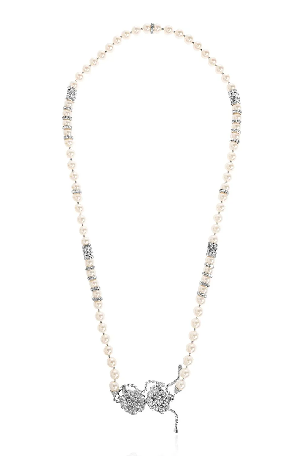 Alessandra Rich Crystal Embellished Pearl Necklace