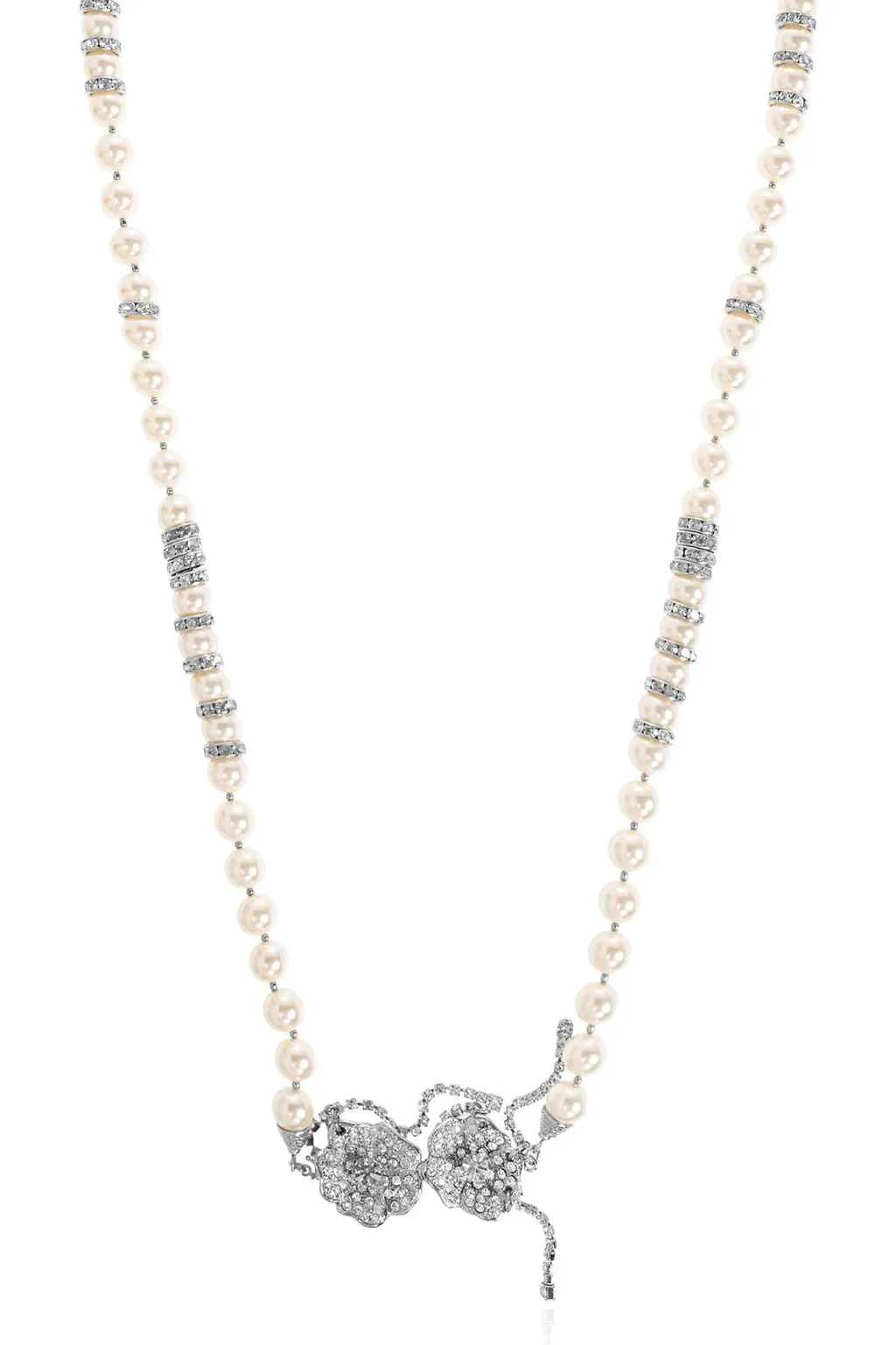 Alessandra Rich Crystal Embellished Pearl Necklace