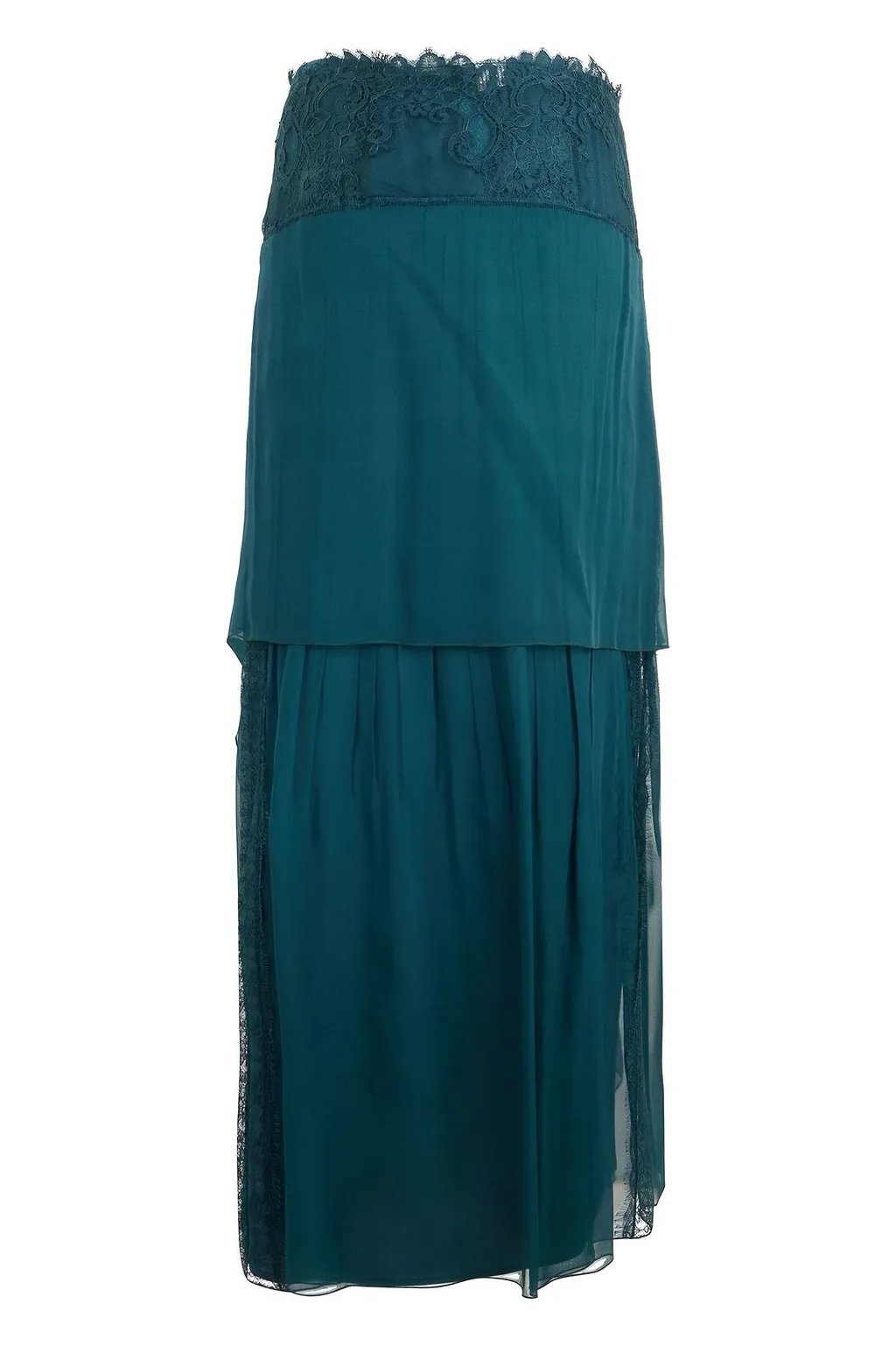 Alberta Ferretti Tiered Fringe Maxi Skirt