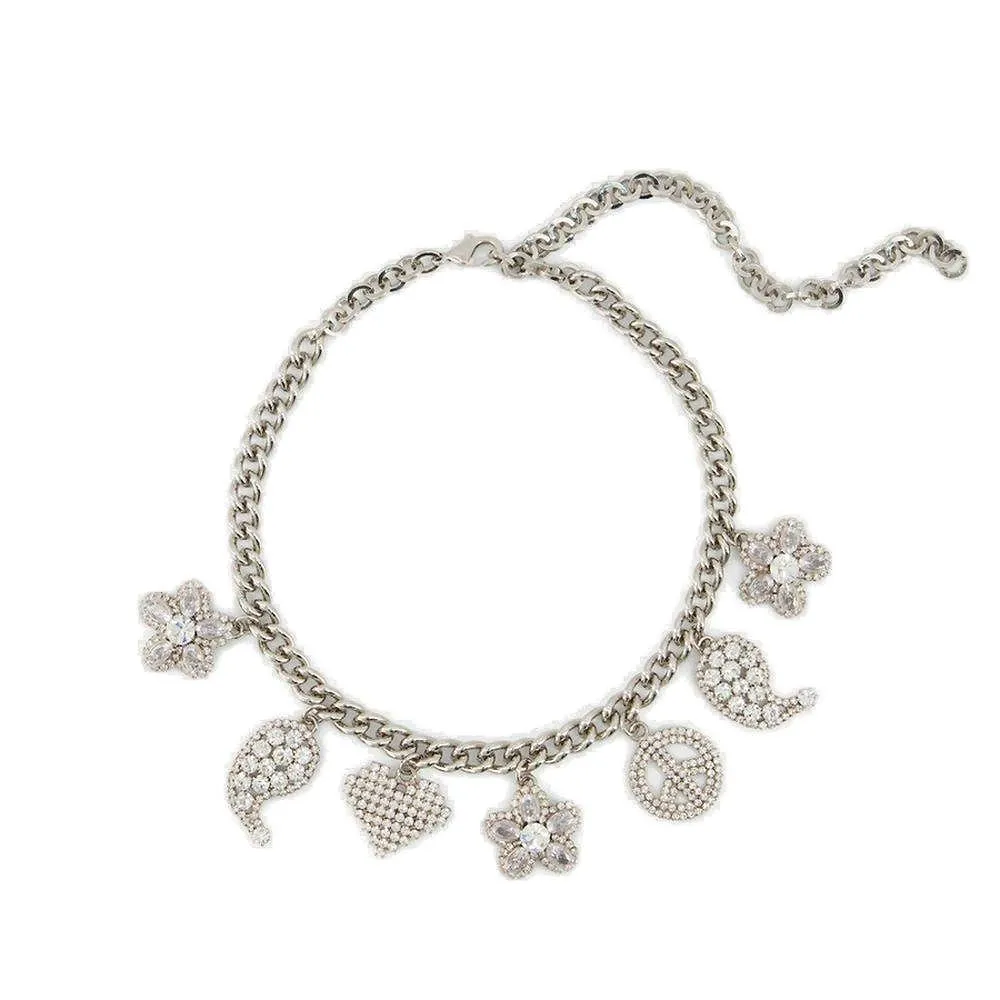 Alessandra Rich Embellished Charm-Detailed Necklace