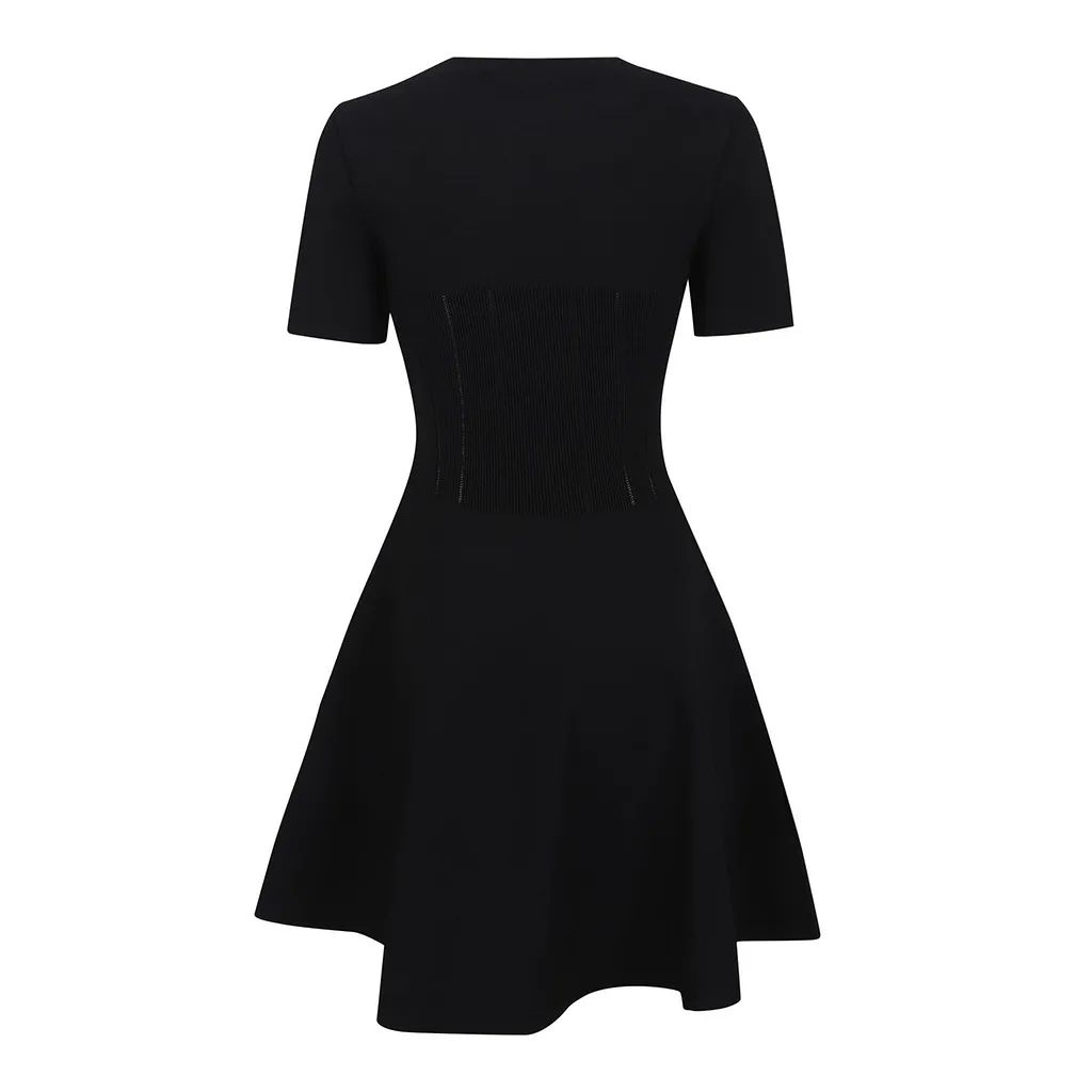 Alexander Mcqueen Ribbed Flared Mini Dress