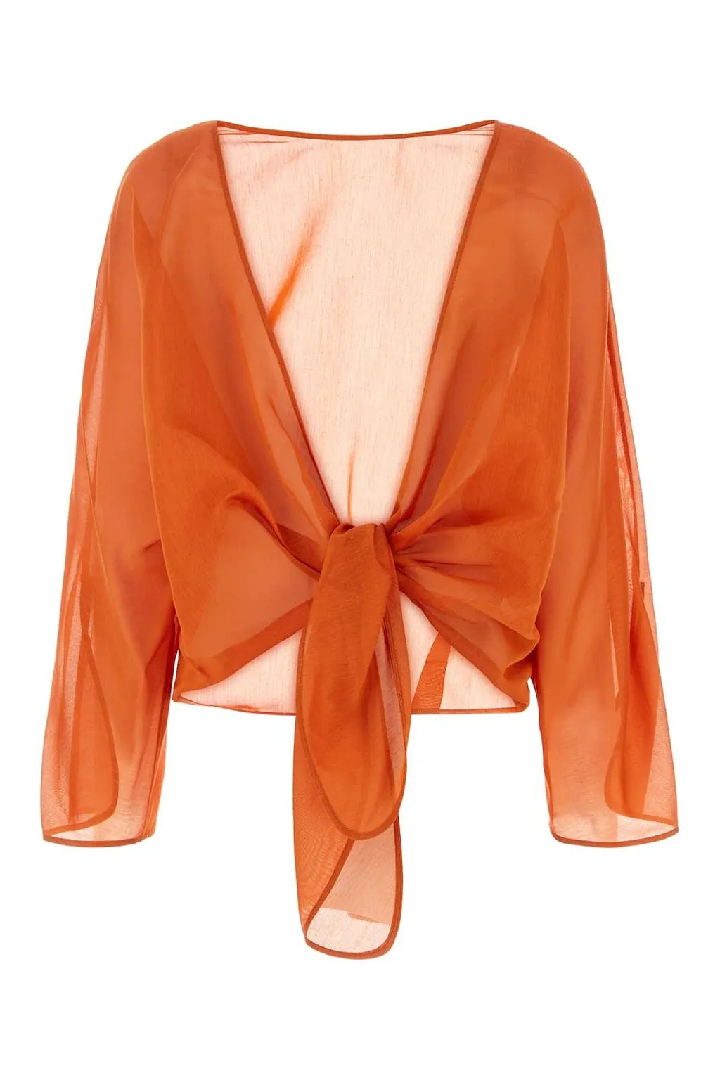Alberta Ferretti V-Back Tied-Cuff Blouse