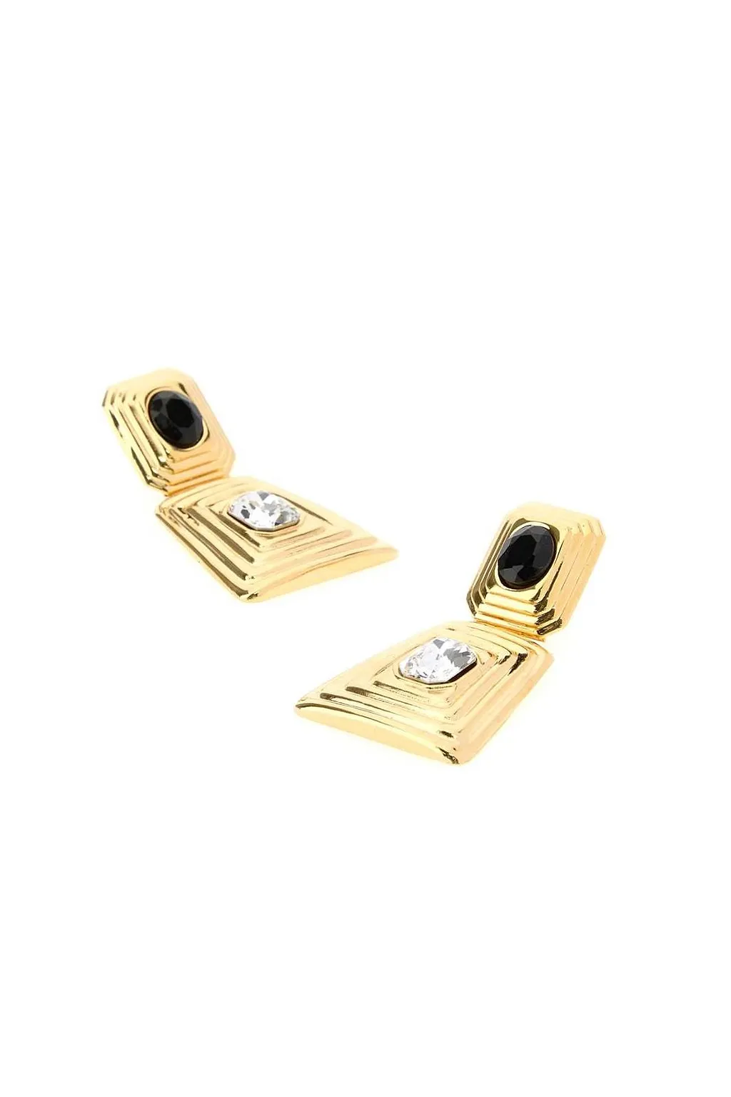 Alessandra Rich Geometric Crystal Drop Earrings