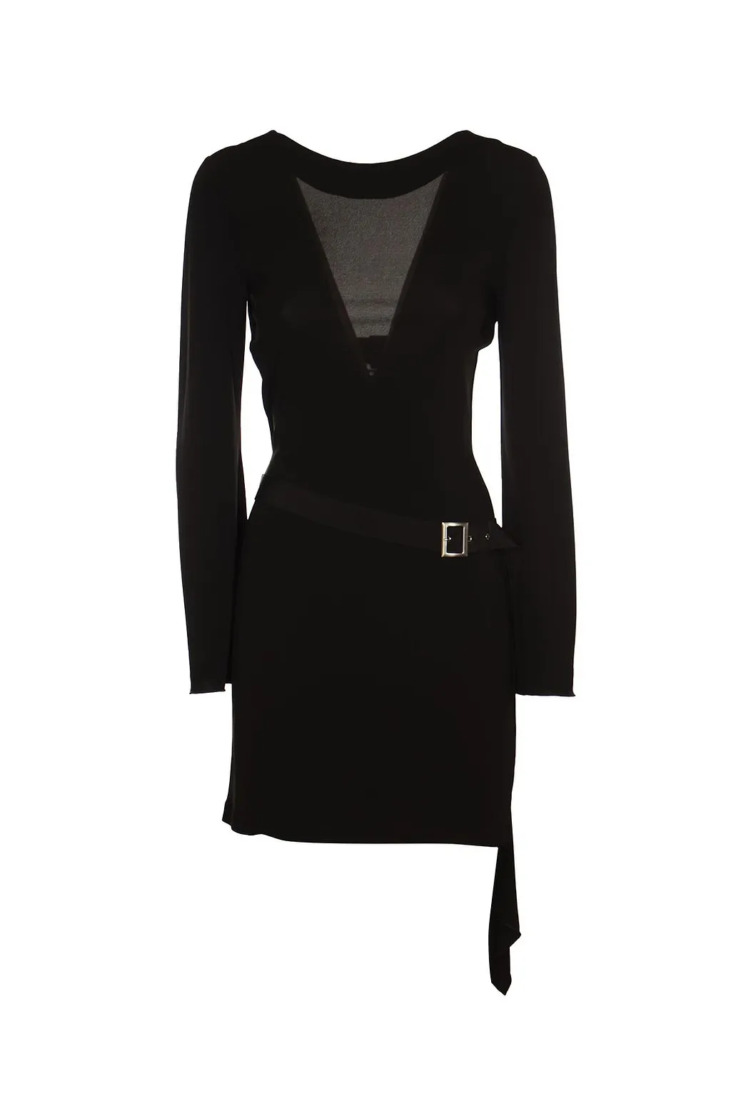 Alberta Ferretti V-Neck Long-Sleeved Mini Dress