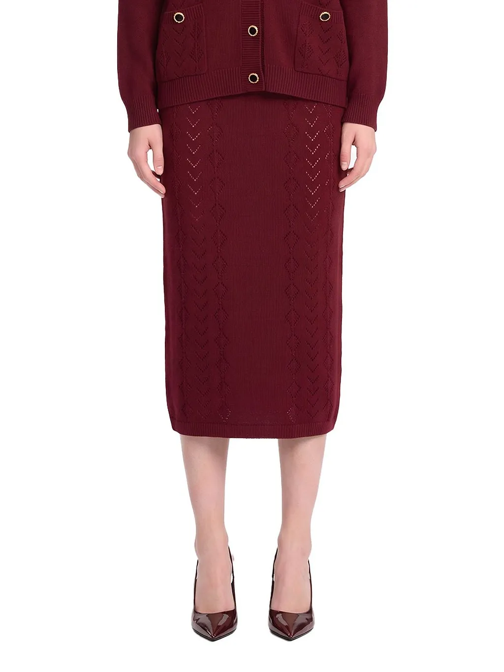 Alessandra Rich Lace-Knit Midi Skirt