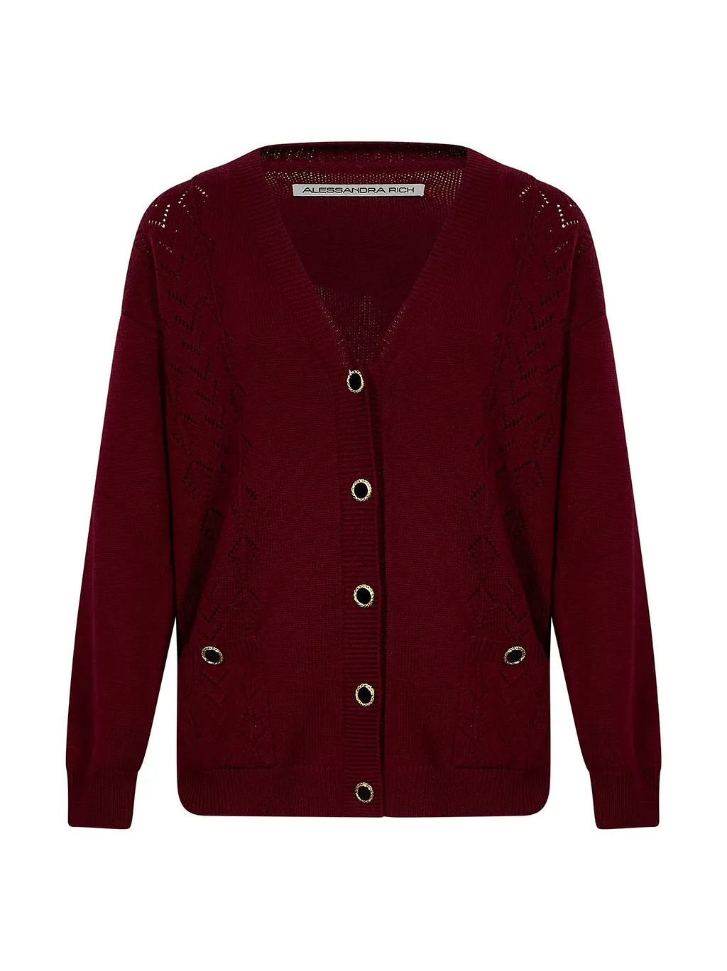Alessandra Rich Lace-Knit Buttoned Cardigan