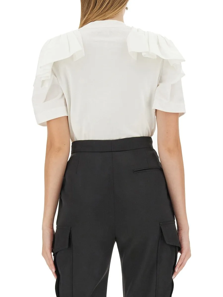 Alexander Mcqueen Short Sleeved Ruffled-Detail T-Shirt