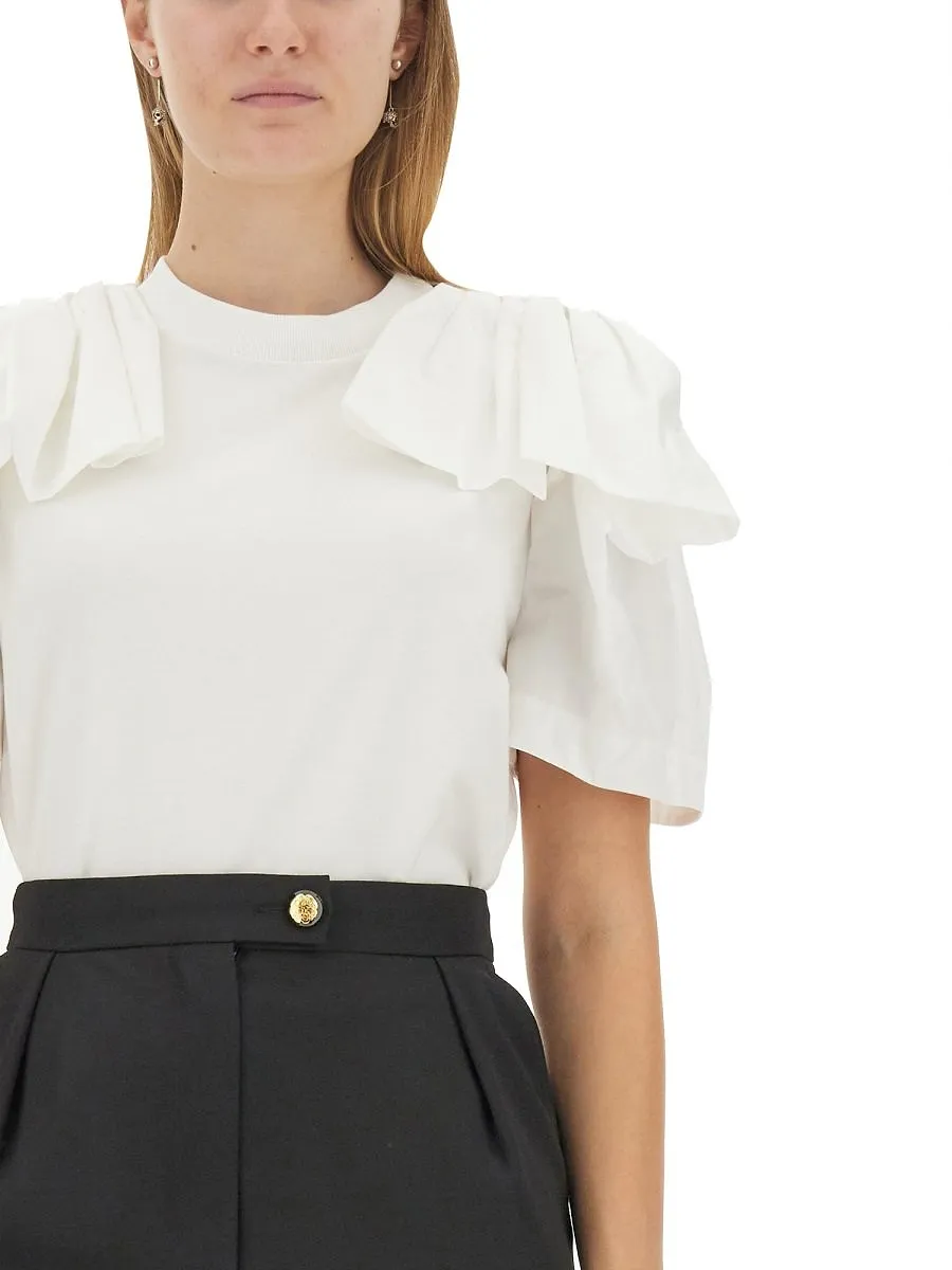 Alexander Mcqueen Short Sleeved Ruffled-Detail T-Shirt
