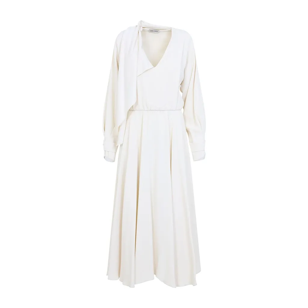 Alberta Ferretti V-Neck Satin Dress