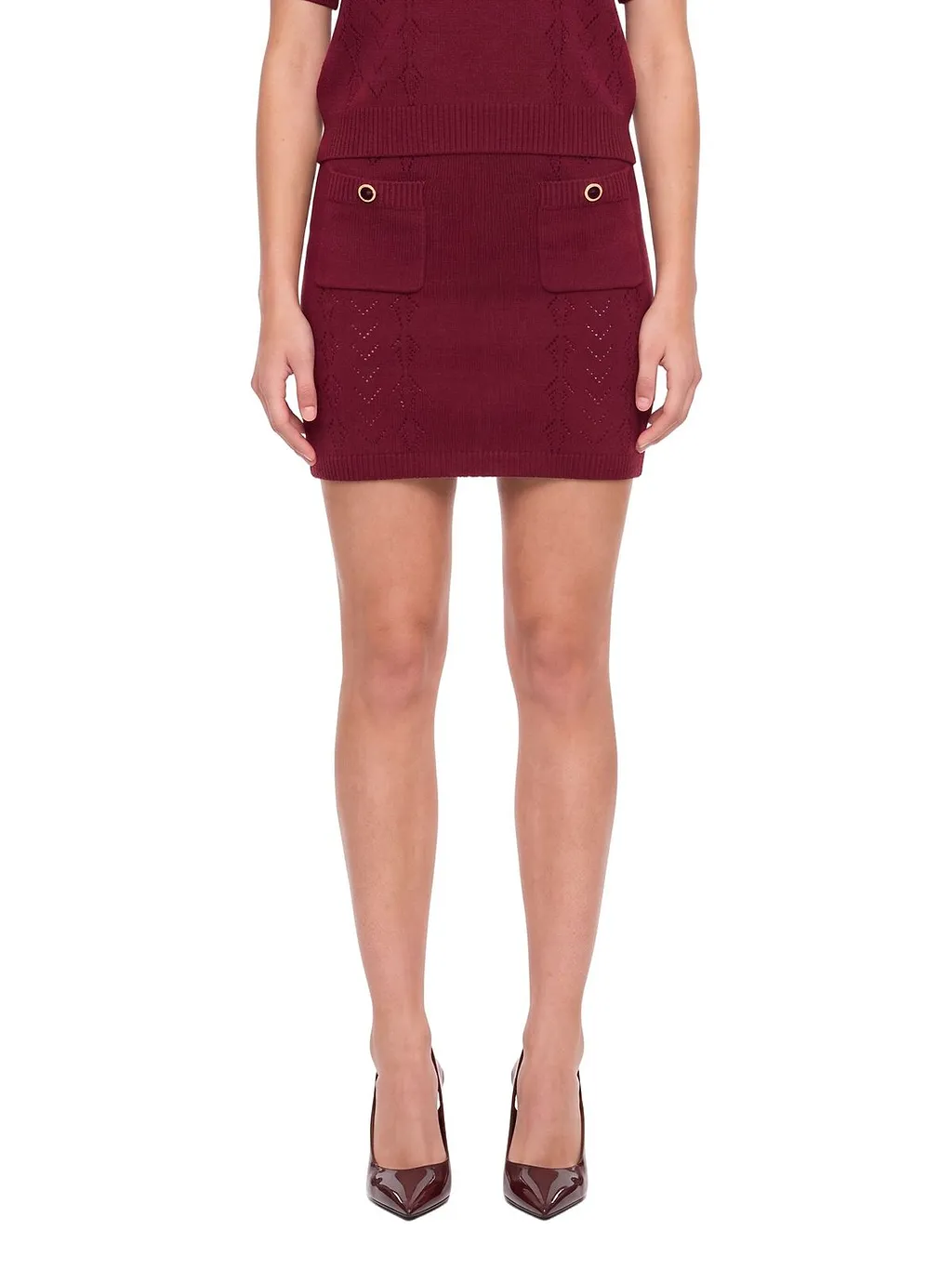 Alessandra Rich Lace-Knit Mini Skirt