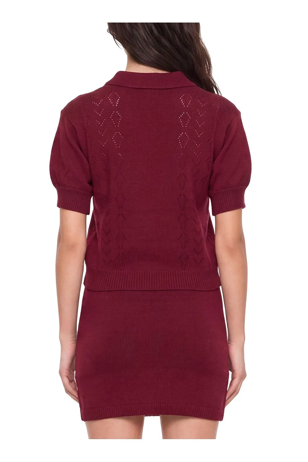 Alessandra Rich Lace-Knit Polo Top