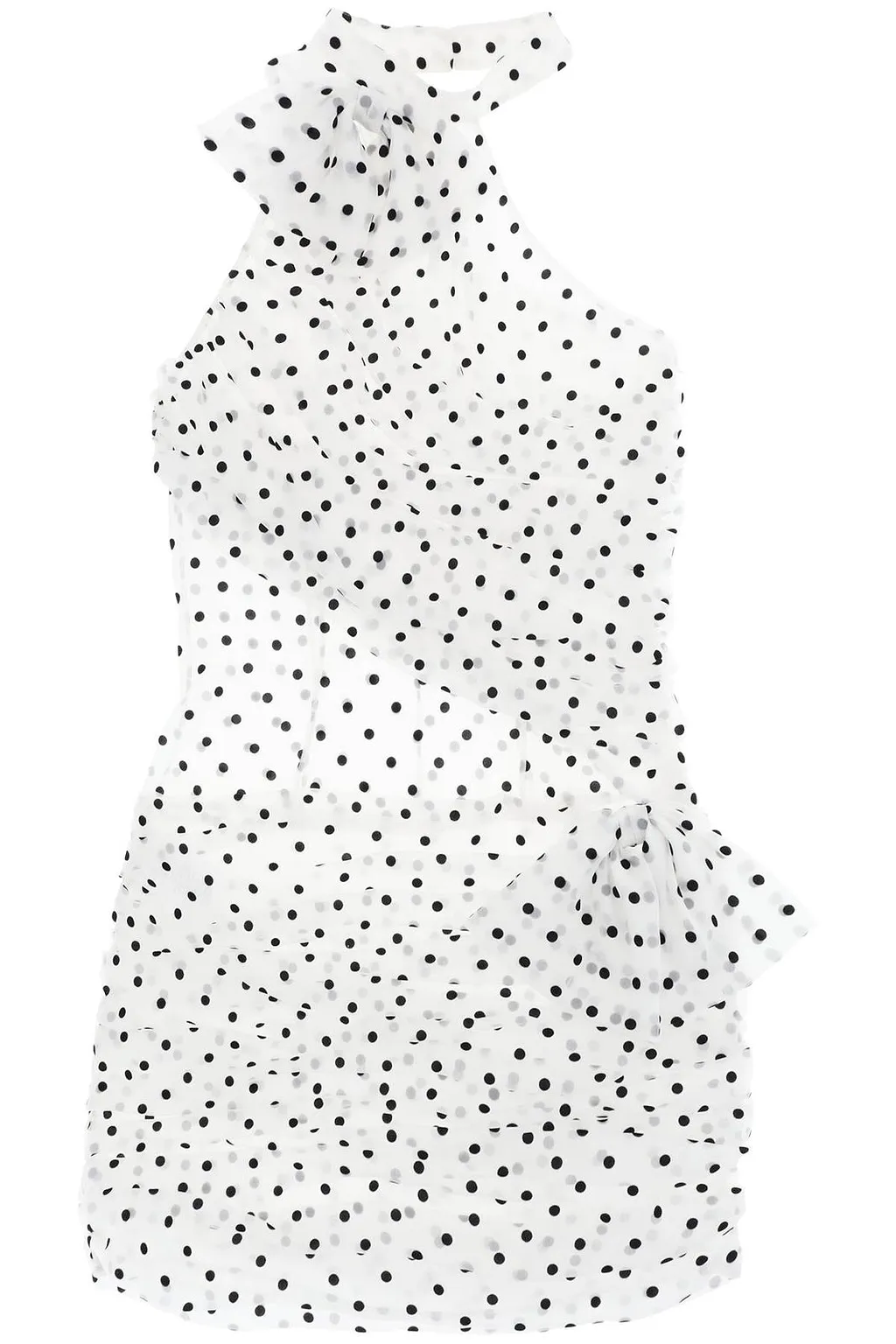 Alessandra Rich Polka-Dot Draped Mini Dress