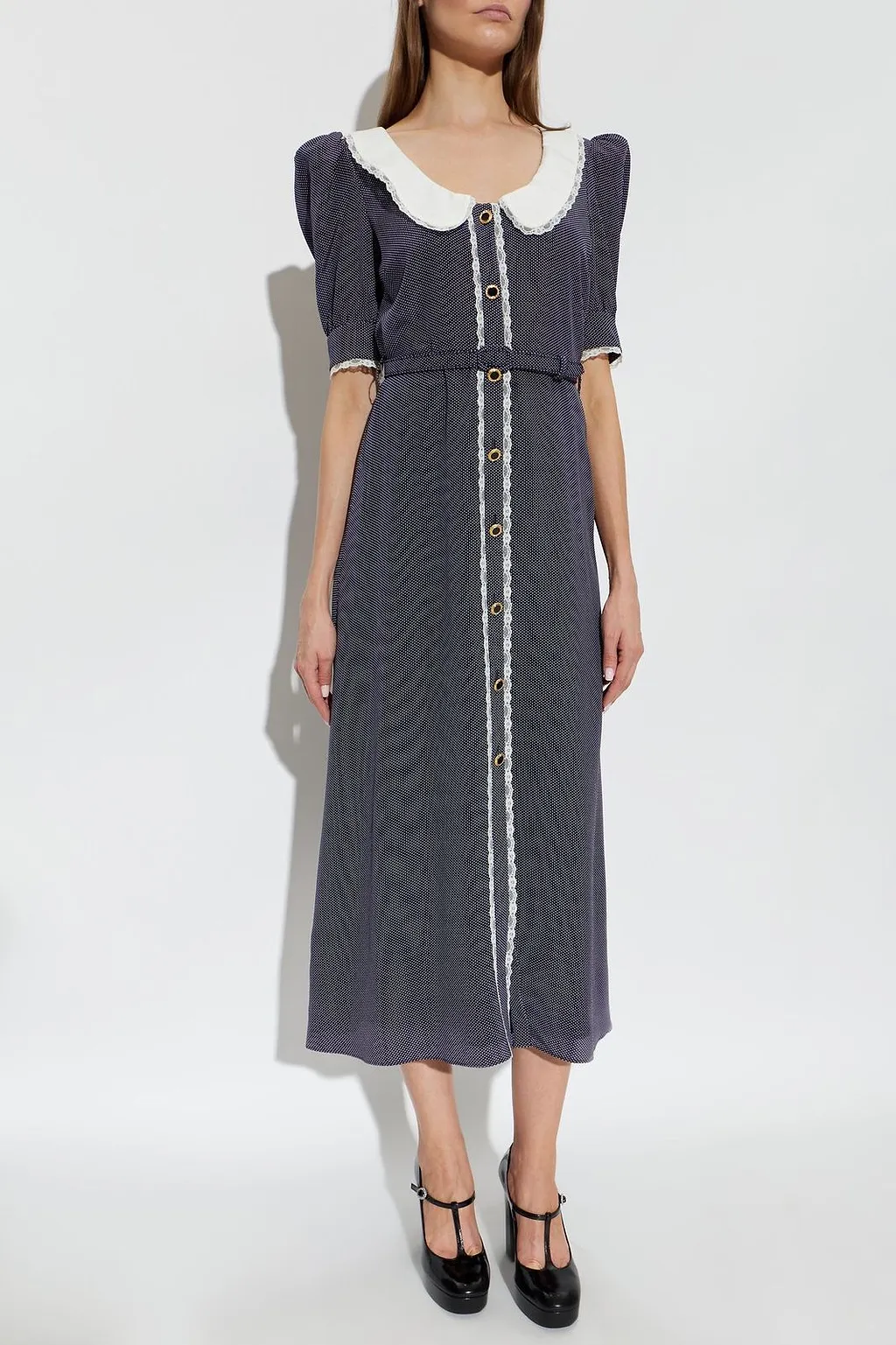 Alessandra Rich Polka-Dot Midi Dress